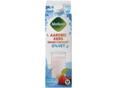Melkan Drinkyoghurt aardbei kers 0% vet