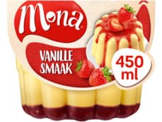 Mona Vanillesmaak pudding met aardbeiensaus