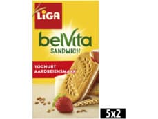 Liga BelVita koekjes sandwich yoghurt aardbei