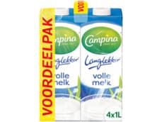 Campina Langlekker volle melk voordeel 4 x 1lt