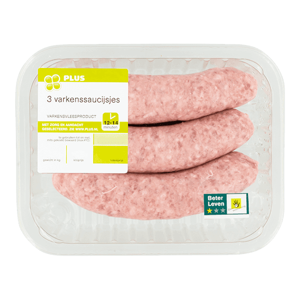 PLUS Varkenssaucijs 3 stuks