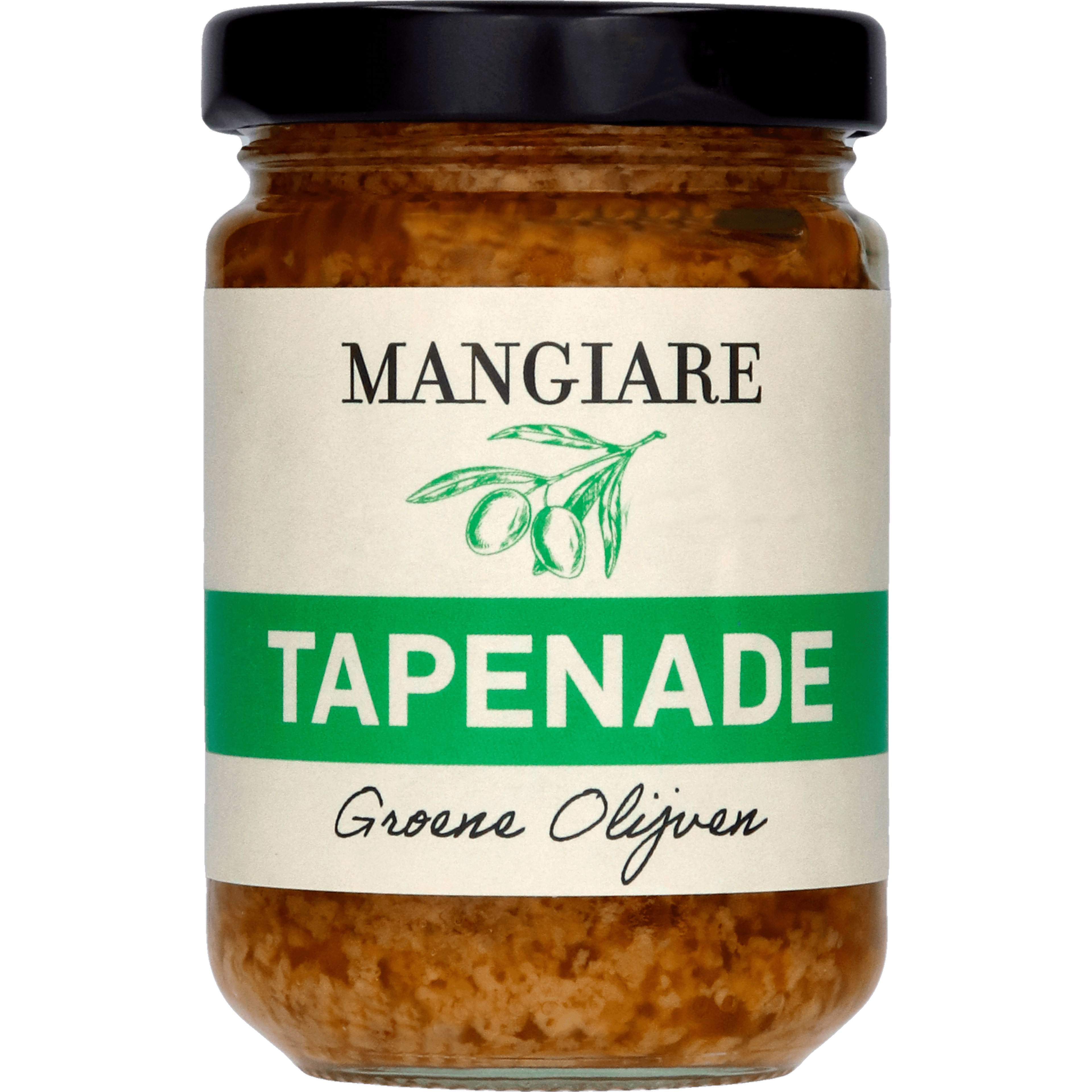 Mangiare groene olijven tapenade
