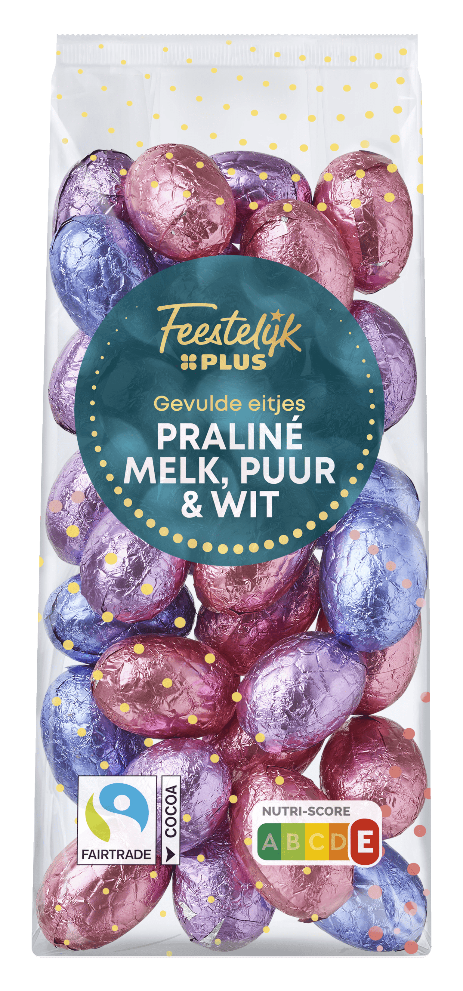 Feestelijk PLUS Paaseitjes Praline Melk Puur Wit gevul