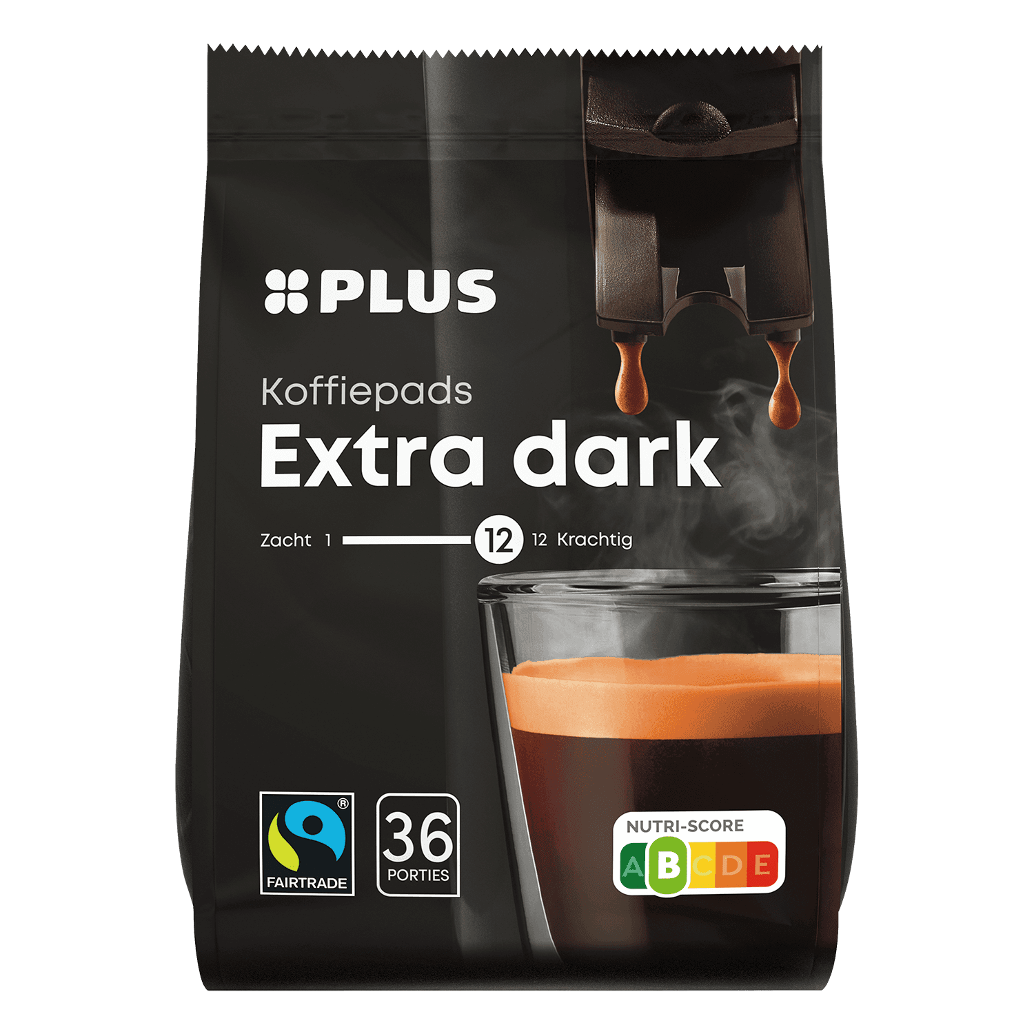 PLUS Koffiepads extra dark Fairtrade