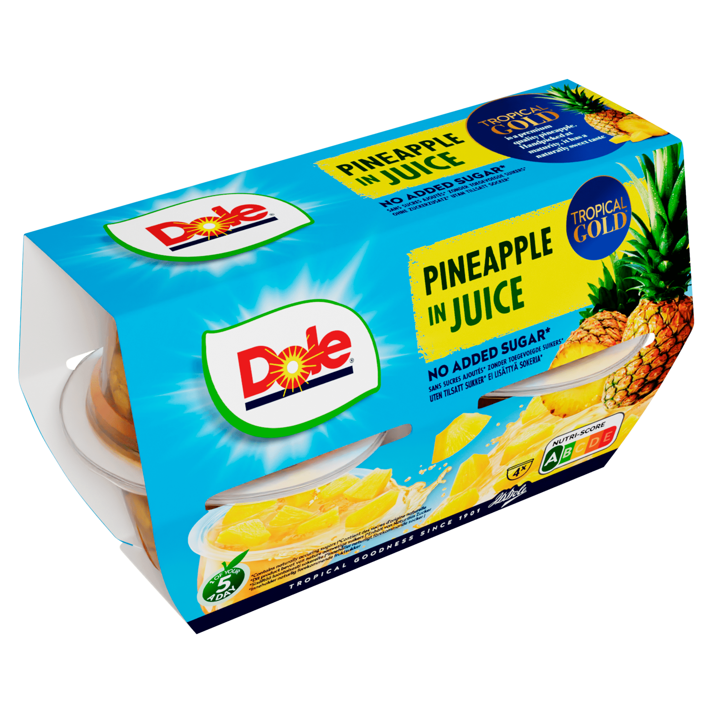 Dole Fruitcups ananas 4 stuks