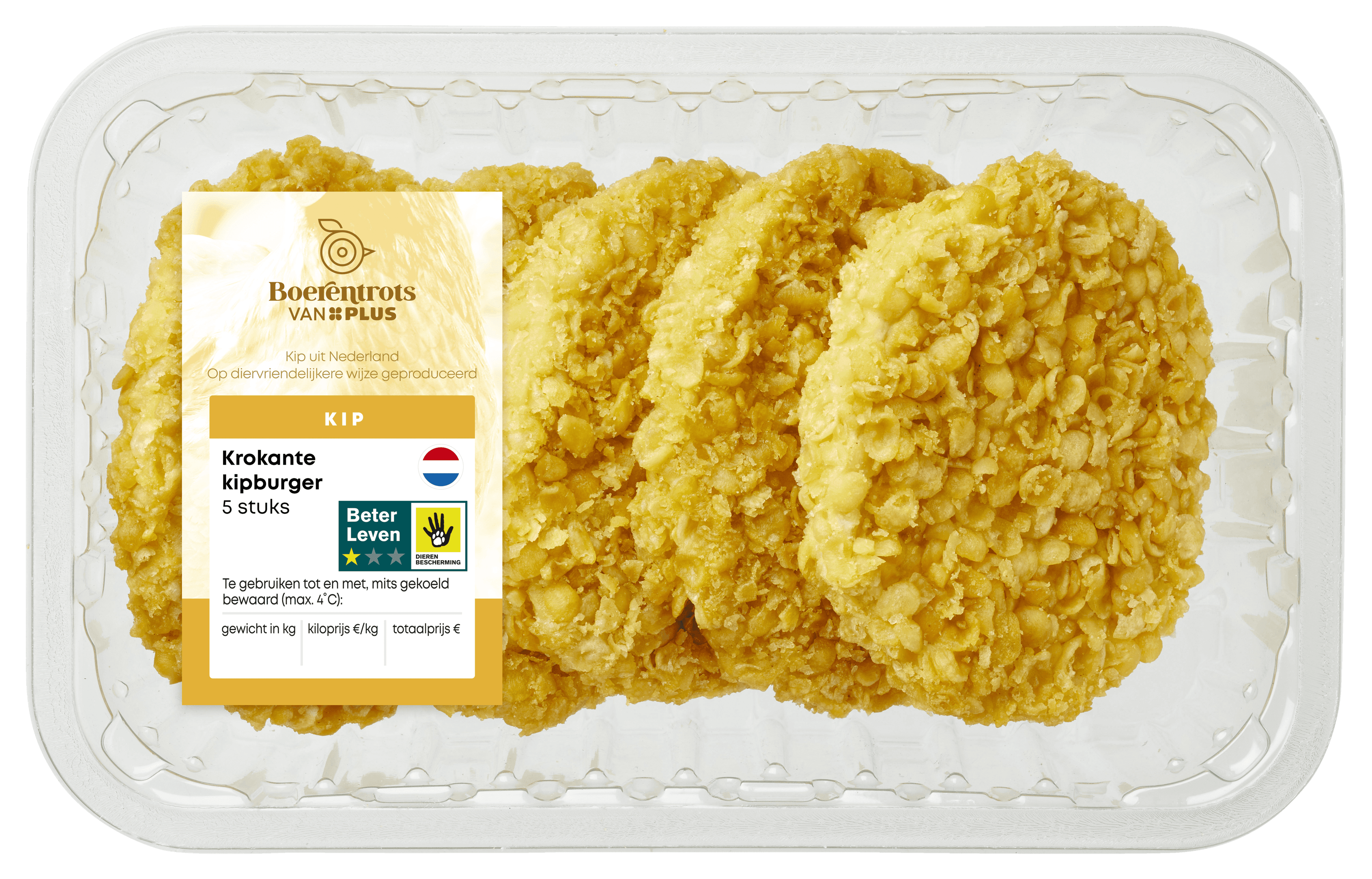 PLUS Boerentrots Krokante kipburger 5st