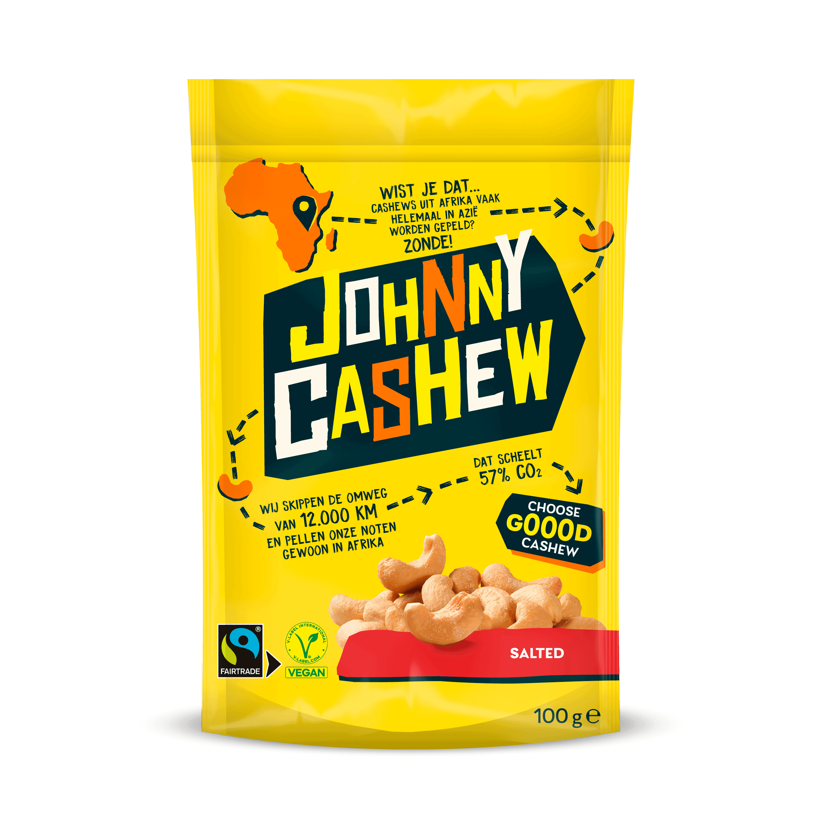 Johnny Cashew Gebrand Gezouten 100g