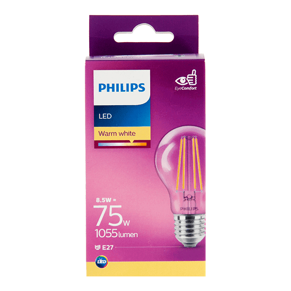 Philips LED filament bulb 75W E27 box