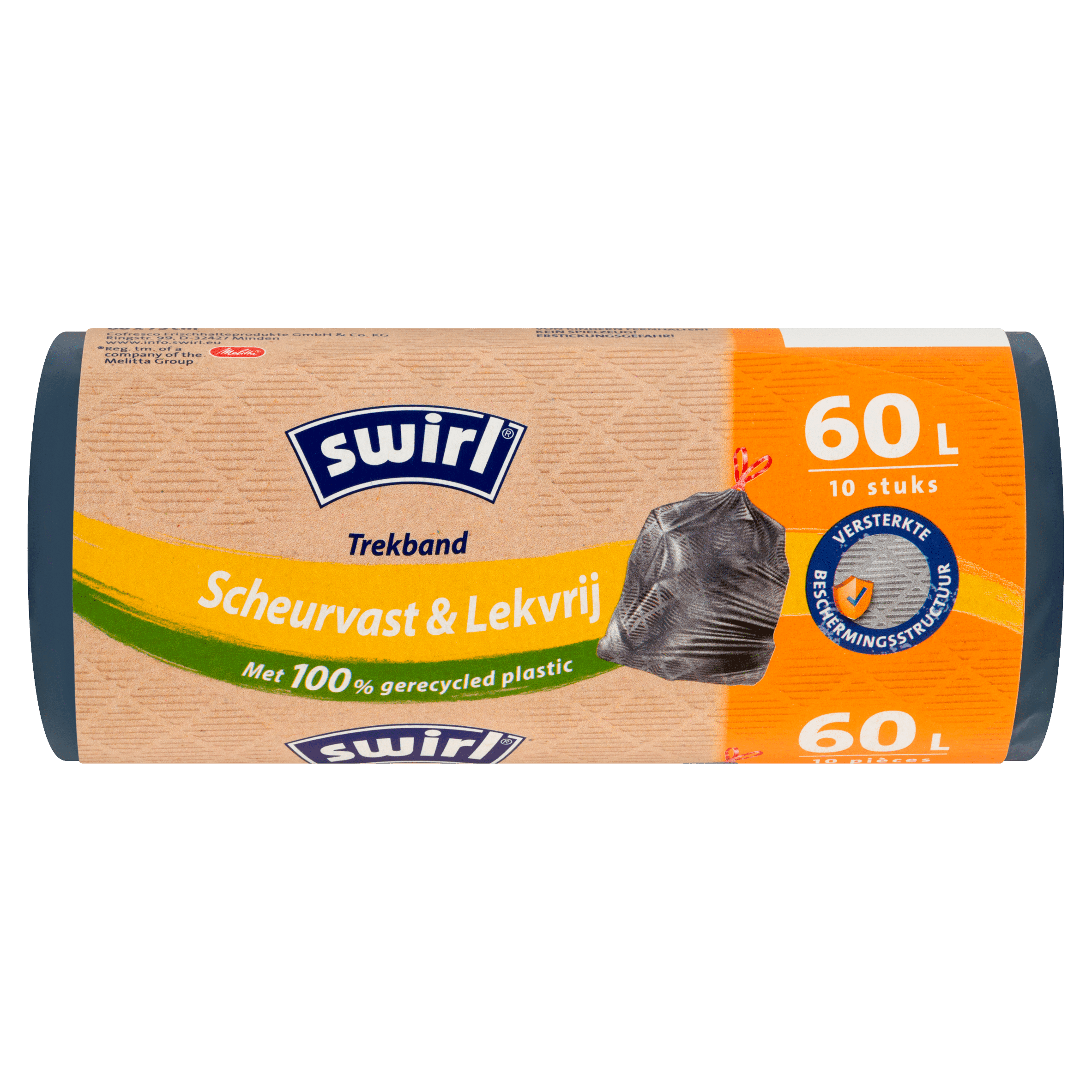 Swirl Vuilniszakken Trekband Grijs 60L