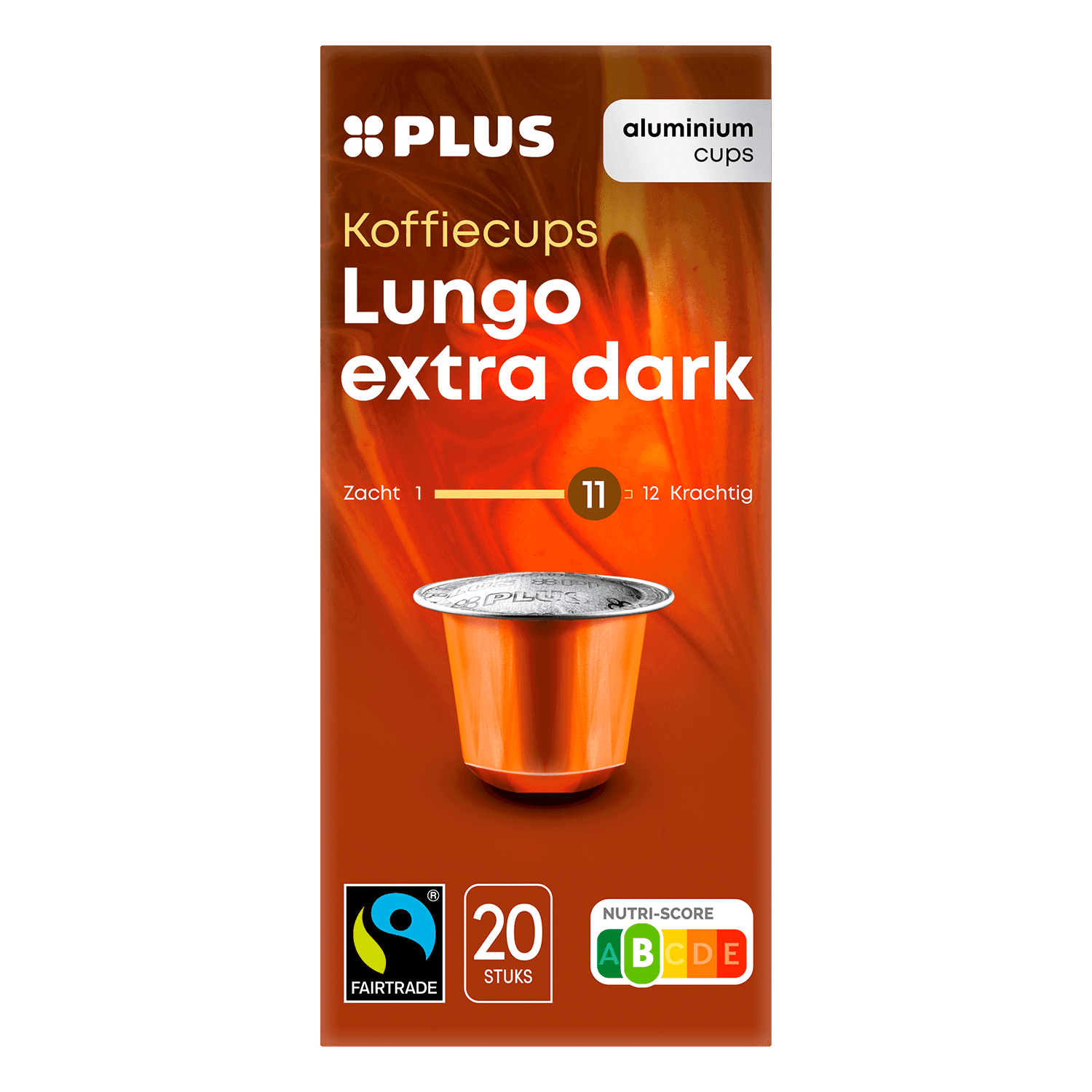 PLUS Koffiecups lungo extra dark Fairtrade
