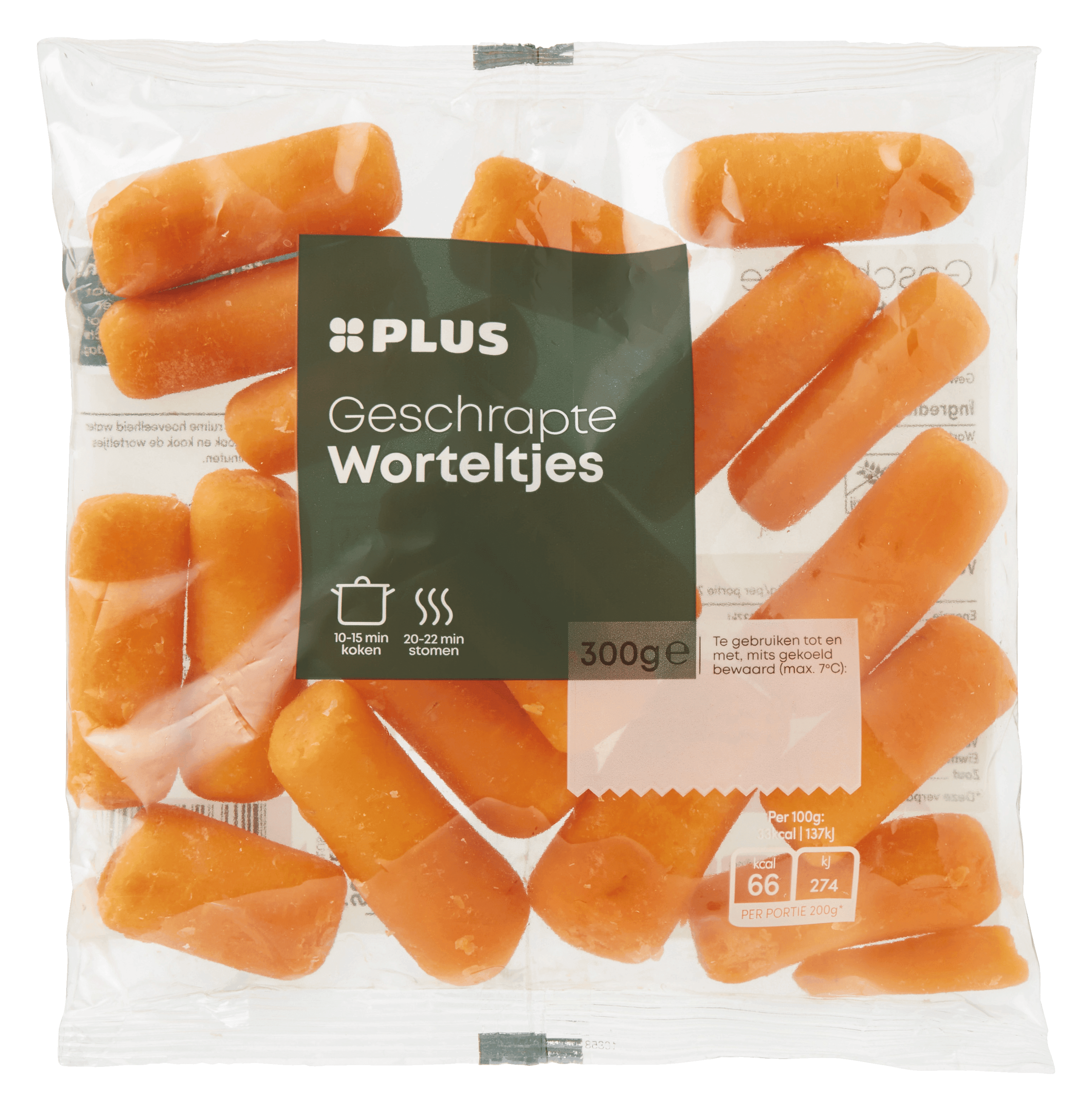 PLUS Worteltjes geschrapt