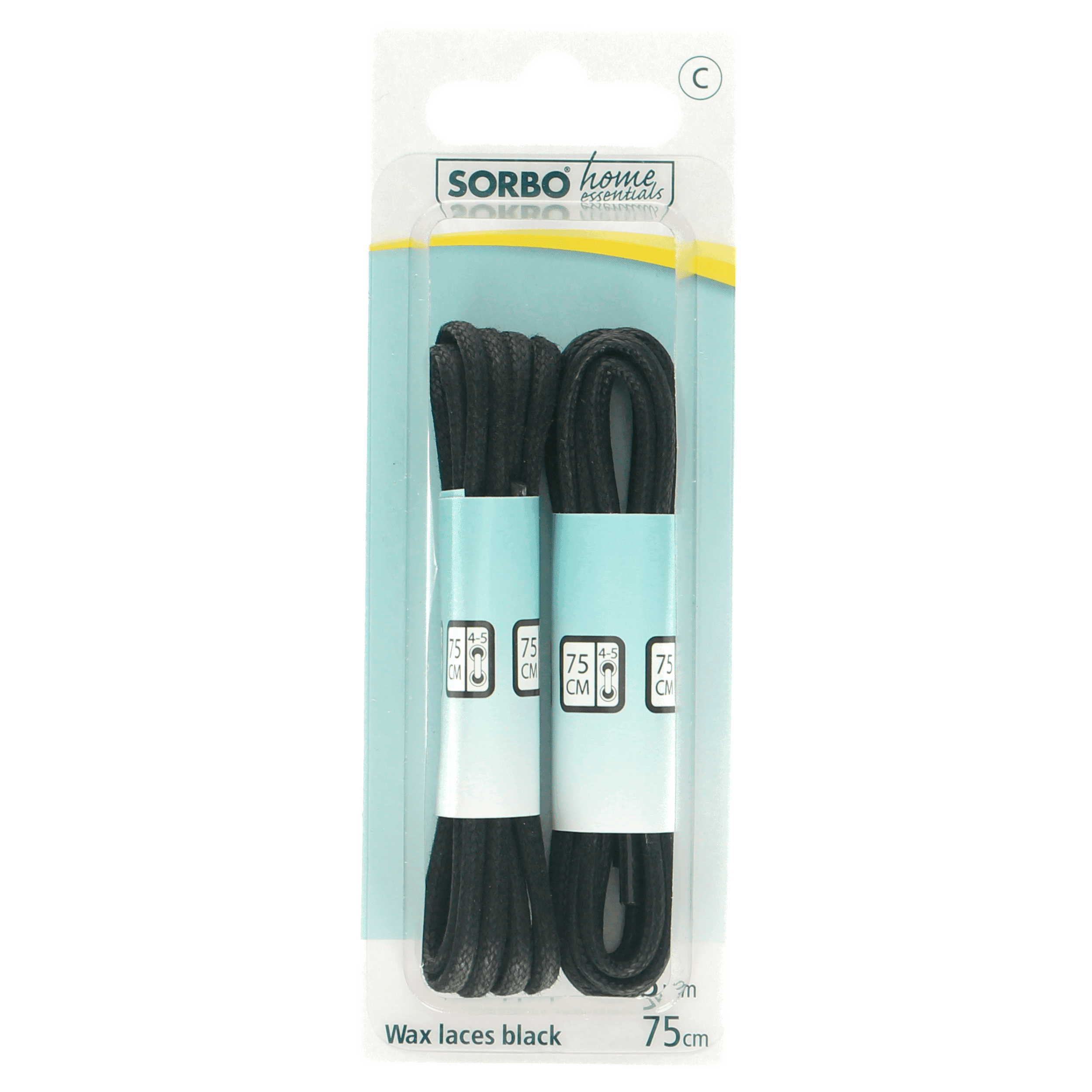 Sorbo Wax-veters zwart 75cm 2 paar