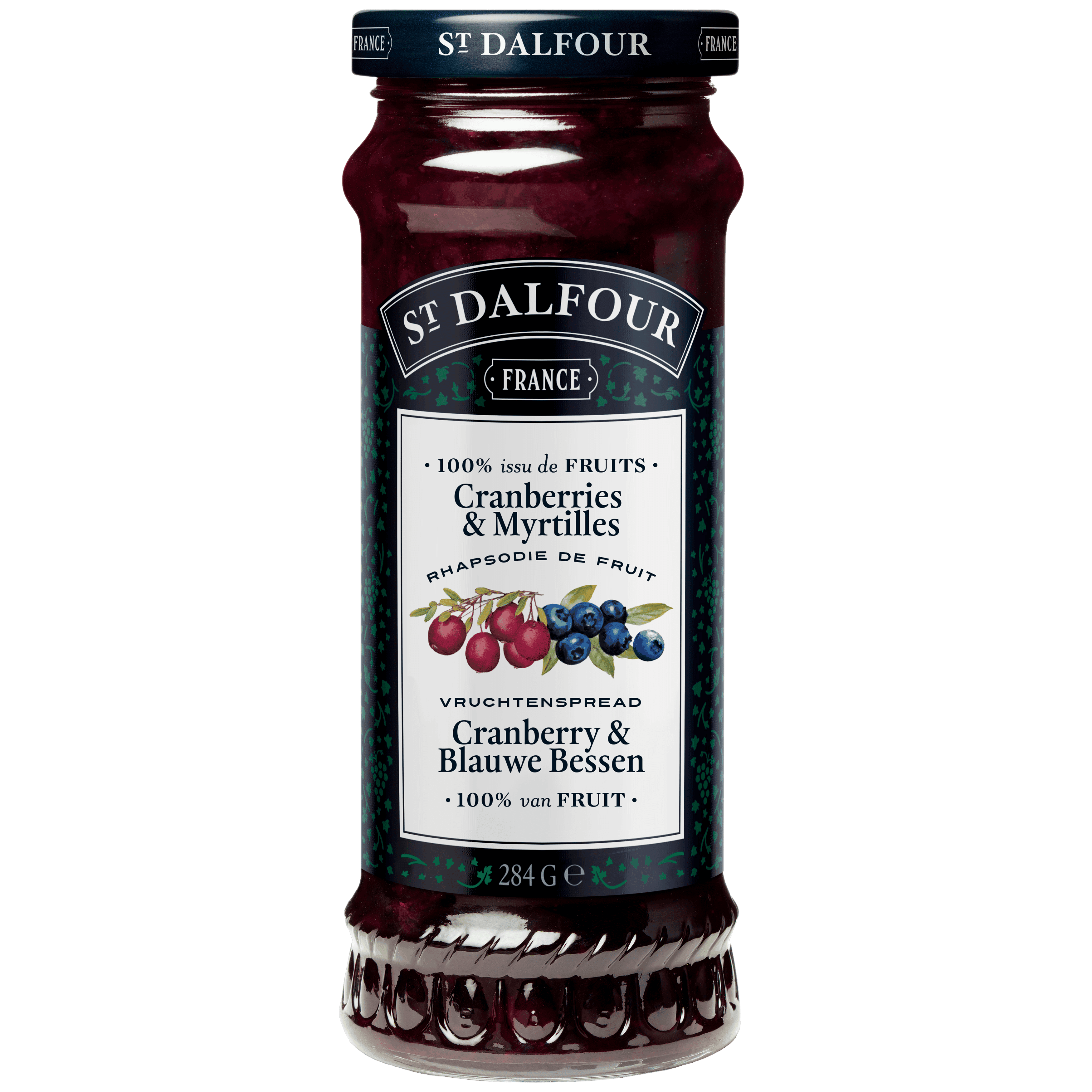 St.Dalfour Vruchtenspread cranberries blauwe bes