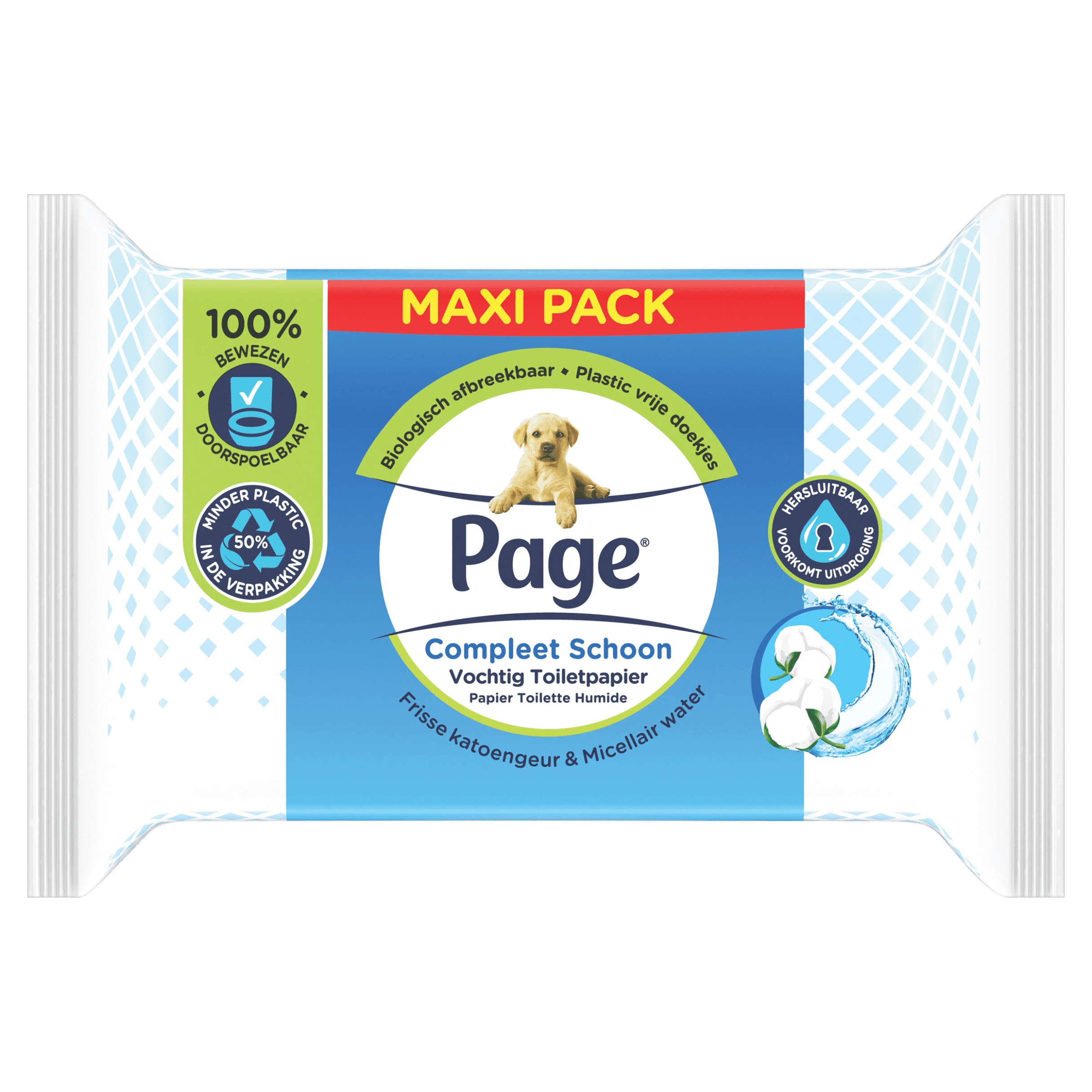 Page Compleet Schoon vochtig wc papier maxi
