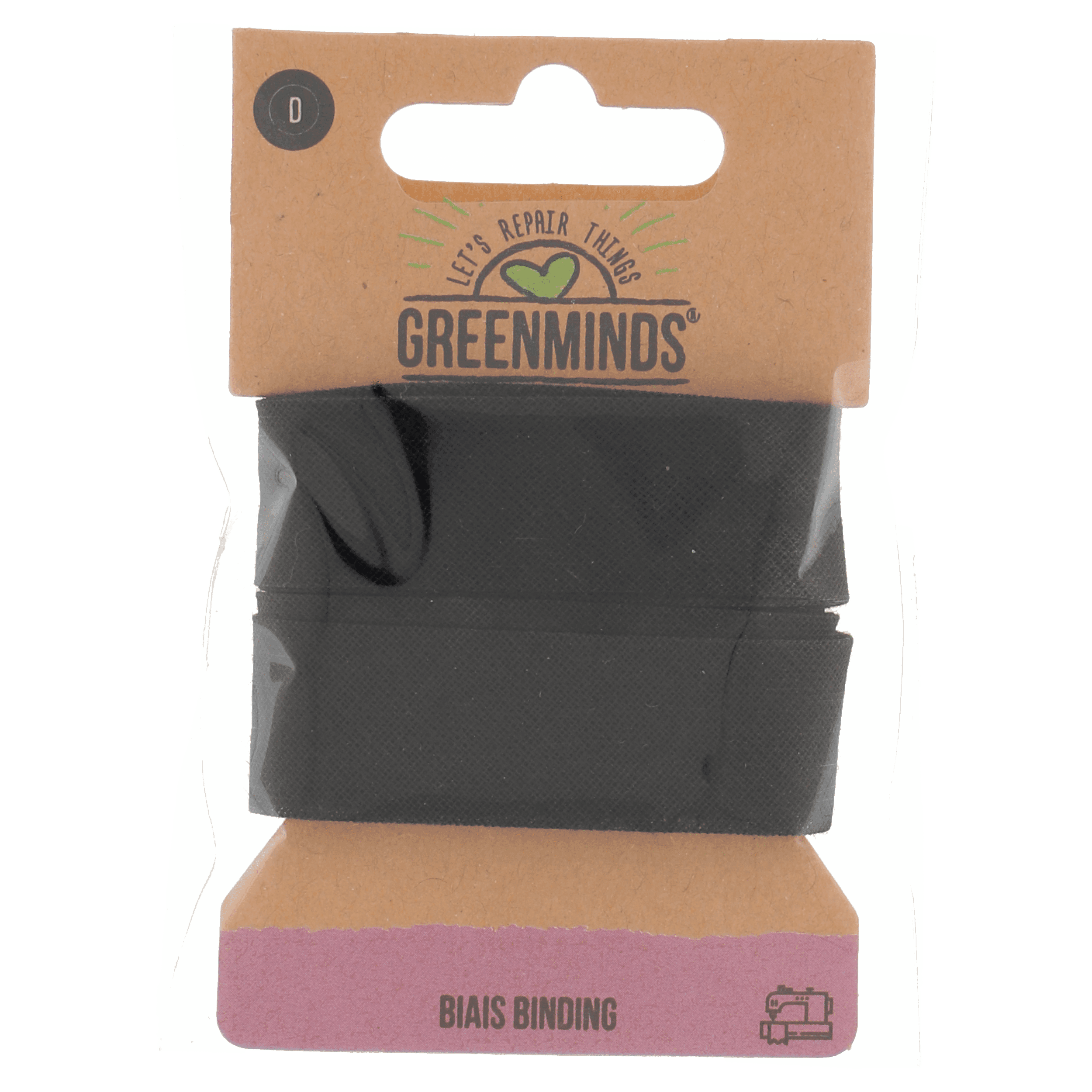 Greenminds Biais band zwart 18mm 2m