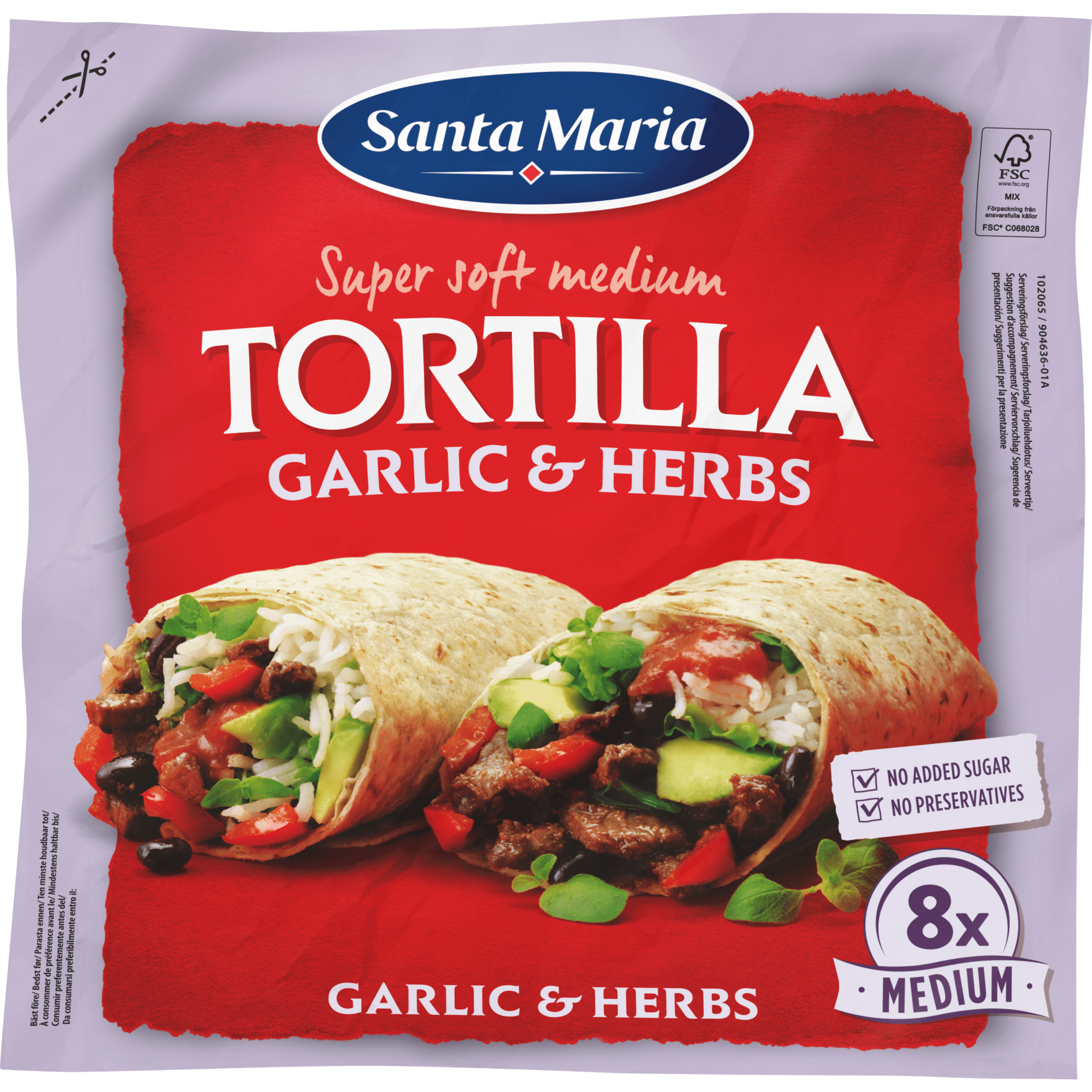 Santa maria Tortilla wrap Garlic + Herbs 8st