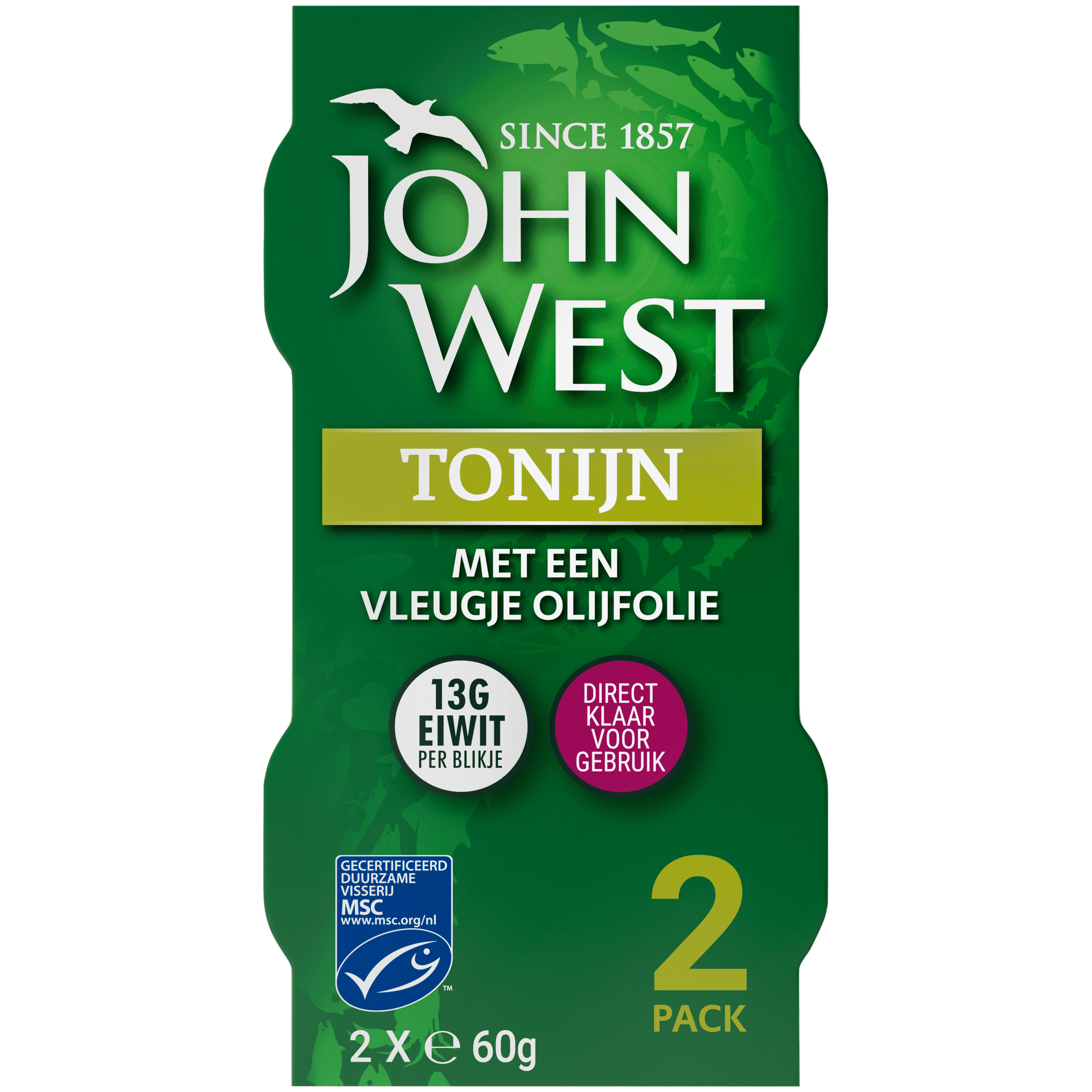 John West Tonijnstukken olijfolie MSC 2 pack