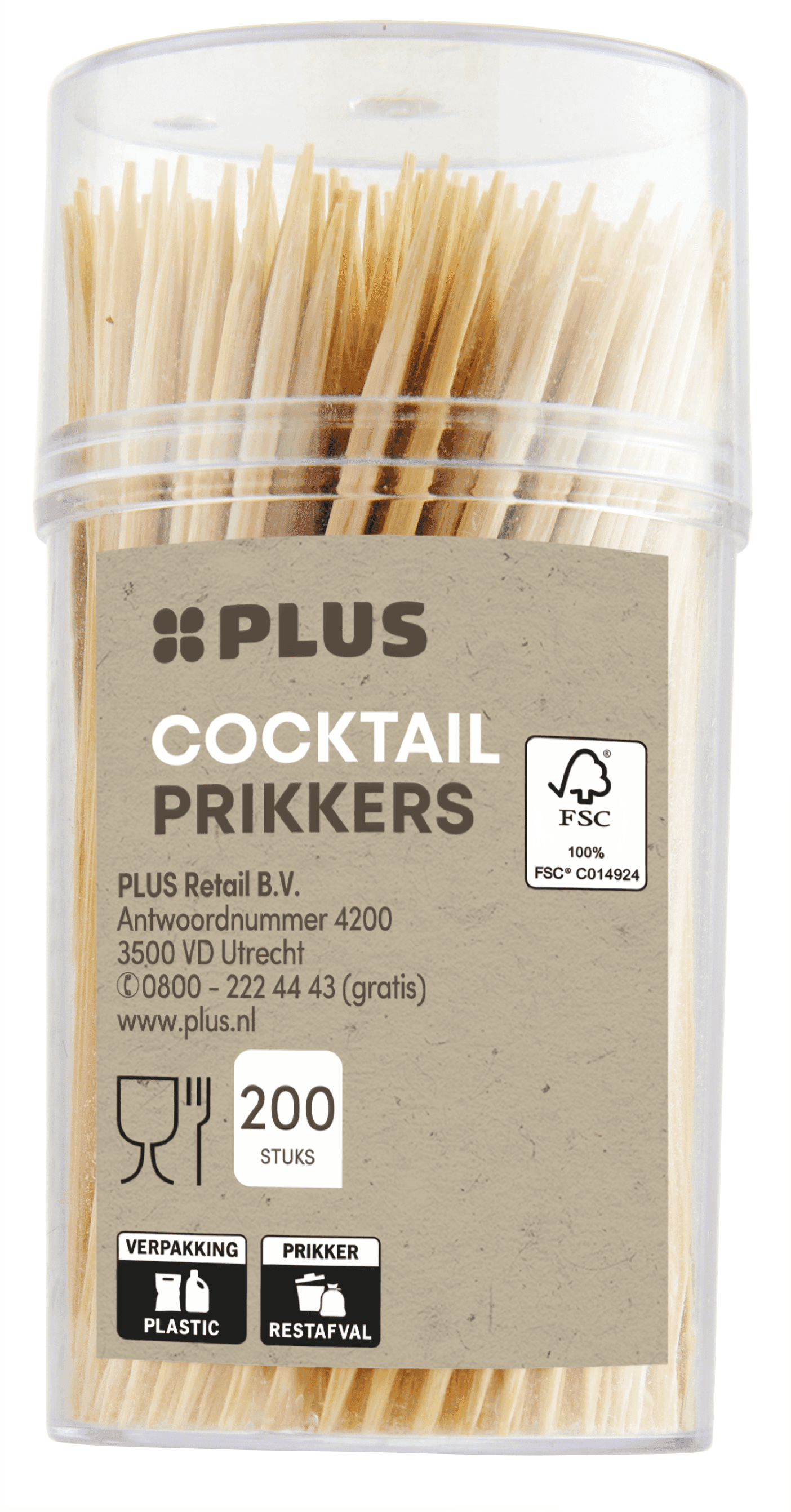PLUS Cocktailprikkers bamboe FSC 65mm