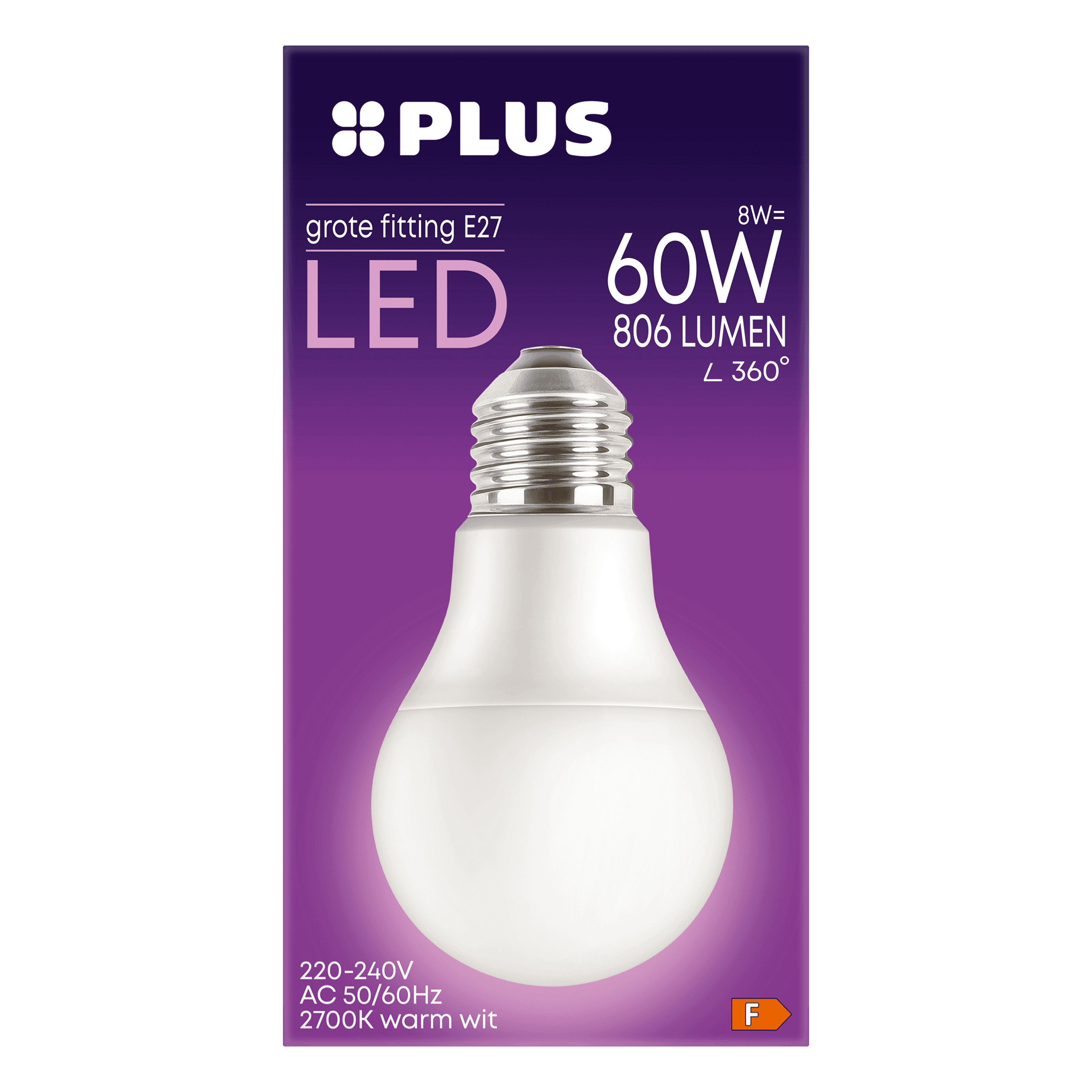 PLUS LED 60W std E27 grote fitting mat