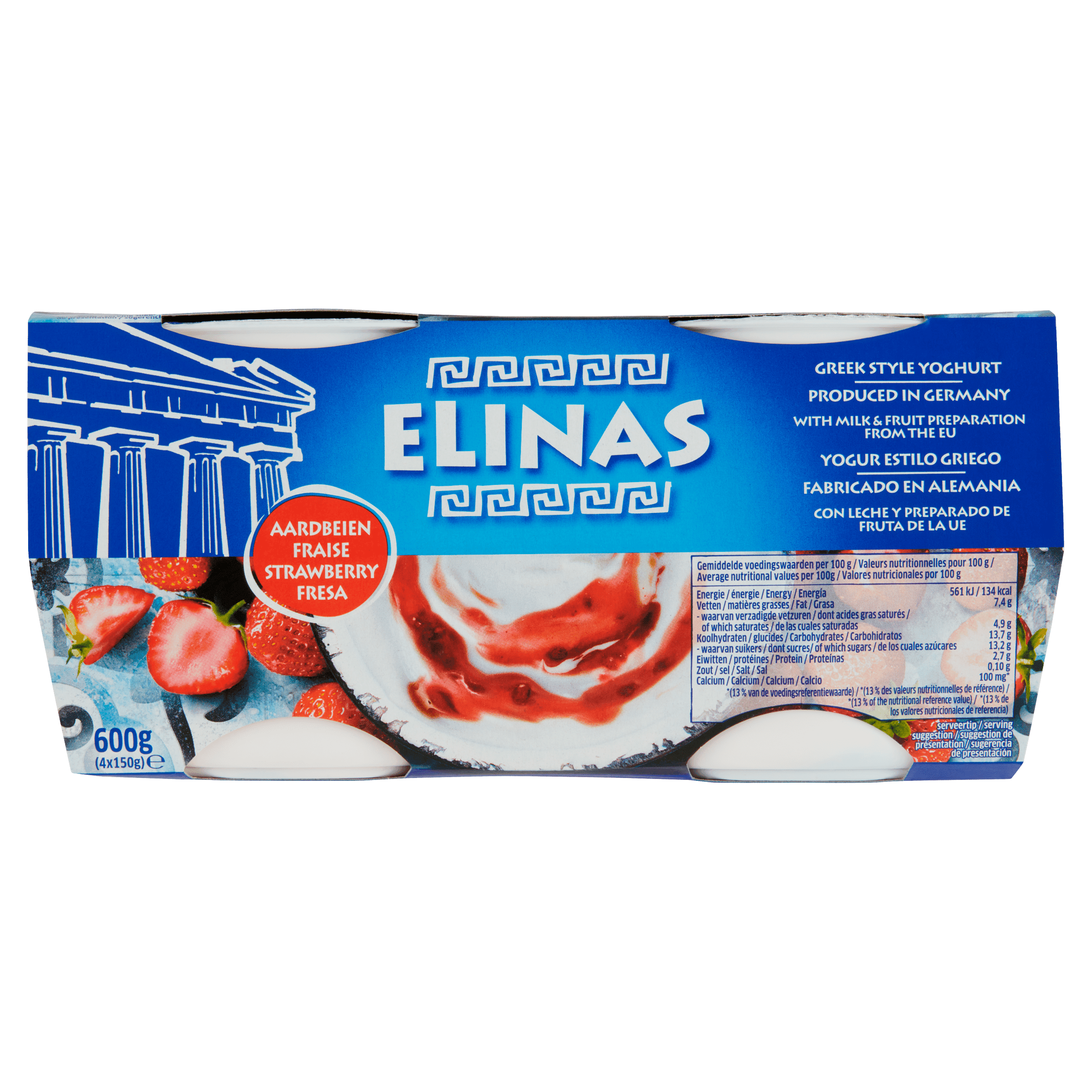 Elinas Griekse stijl yoghurt aardbei 4-pack