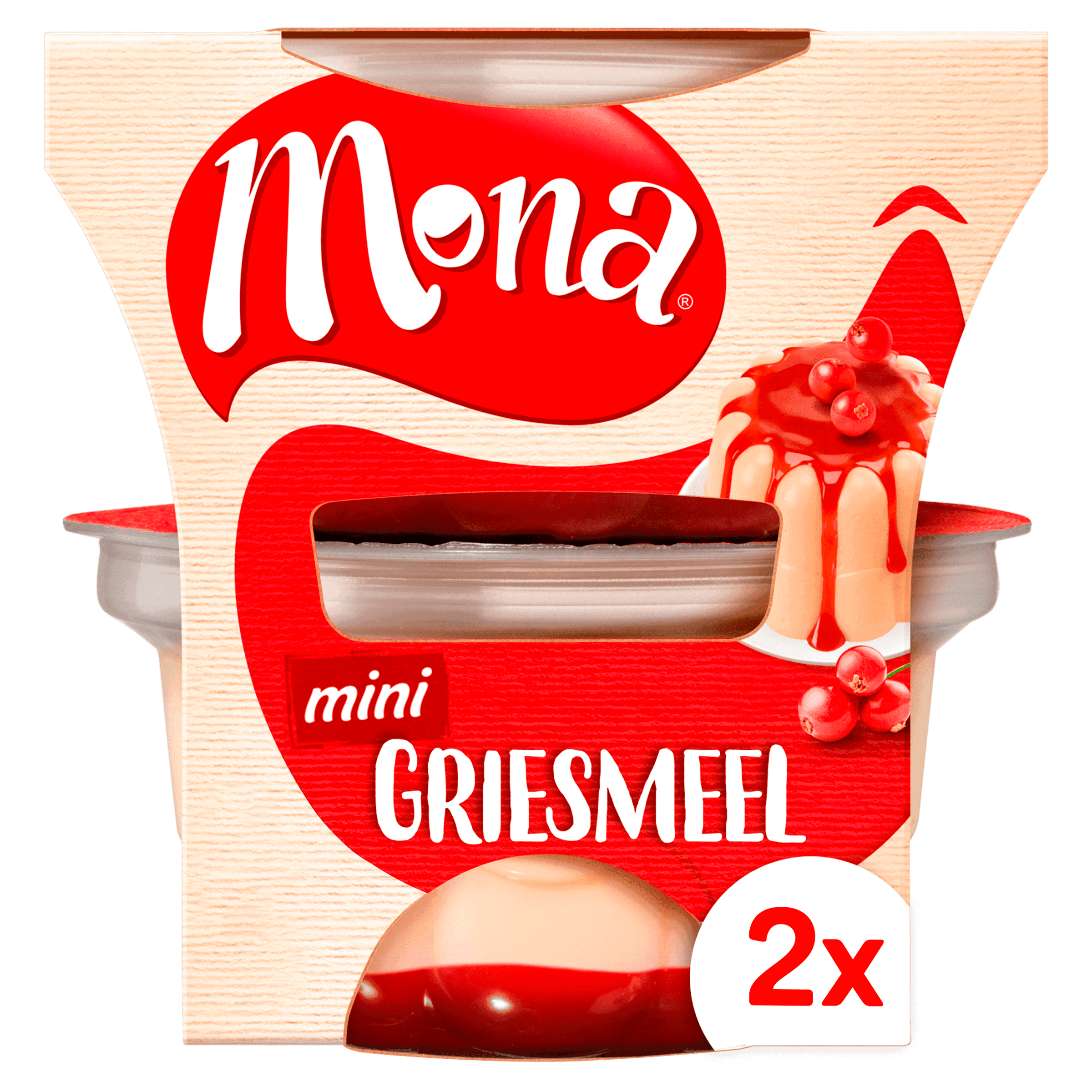 Mona Duopudding griesmeel-rode bessensaus