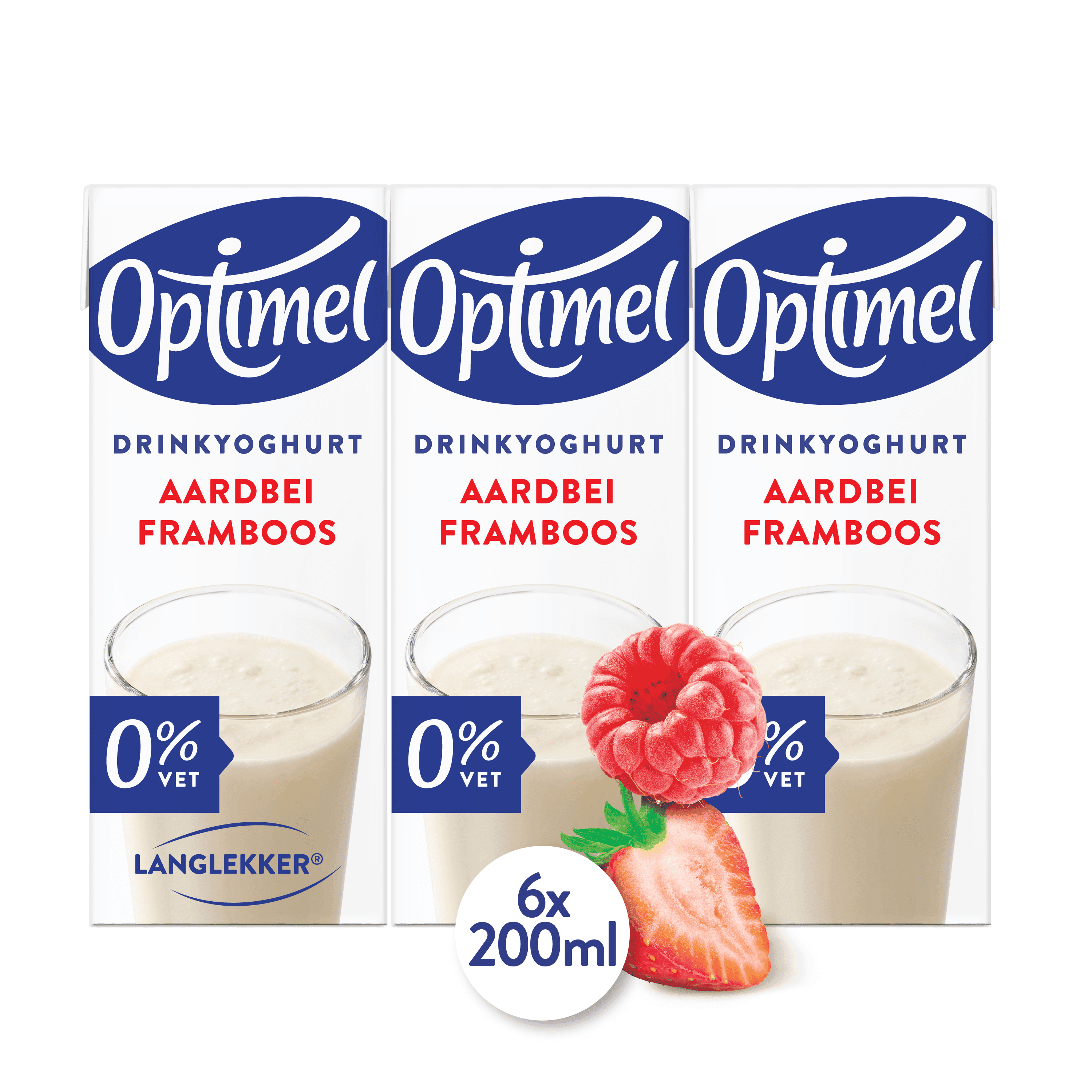 Optimel Langlekker aardbei-framboos mini 6pack