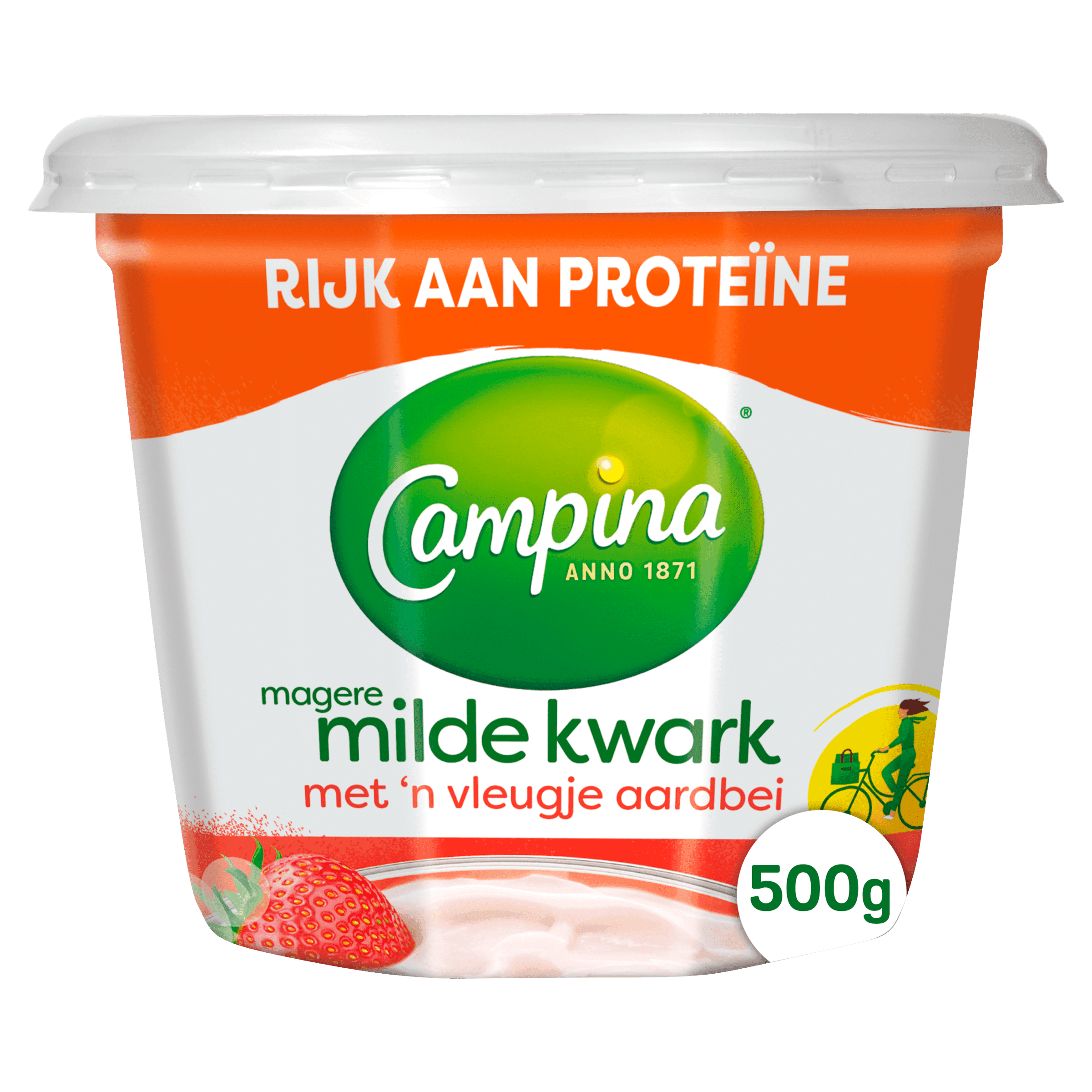 Campina Magere kwark met 'n vleugje aardbei