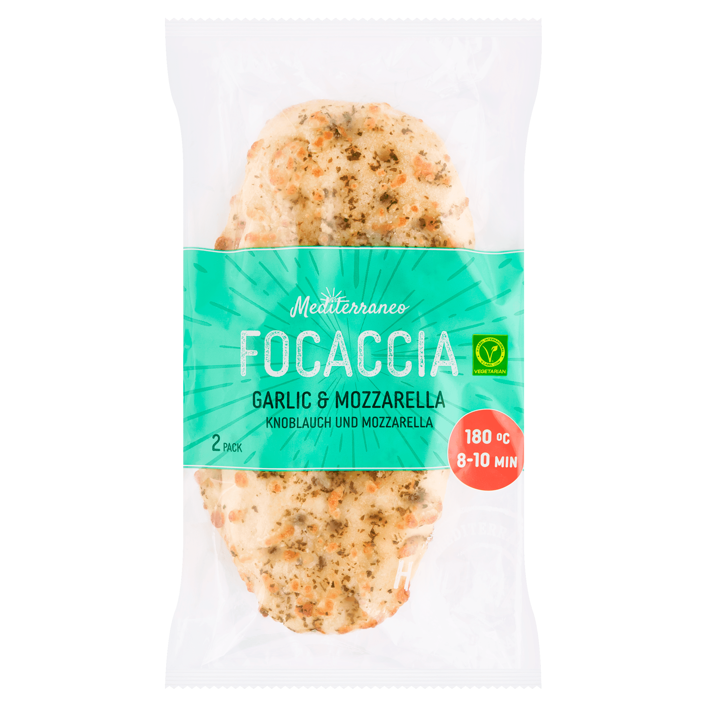 Mediterraneo Focaccia knoflook mozzarella
