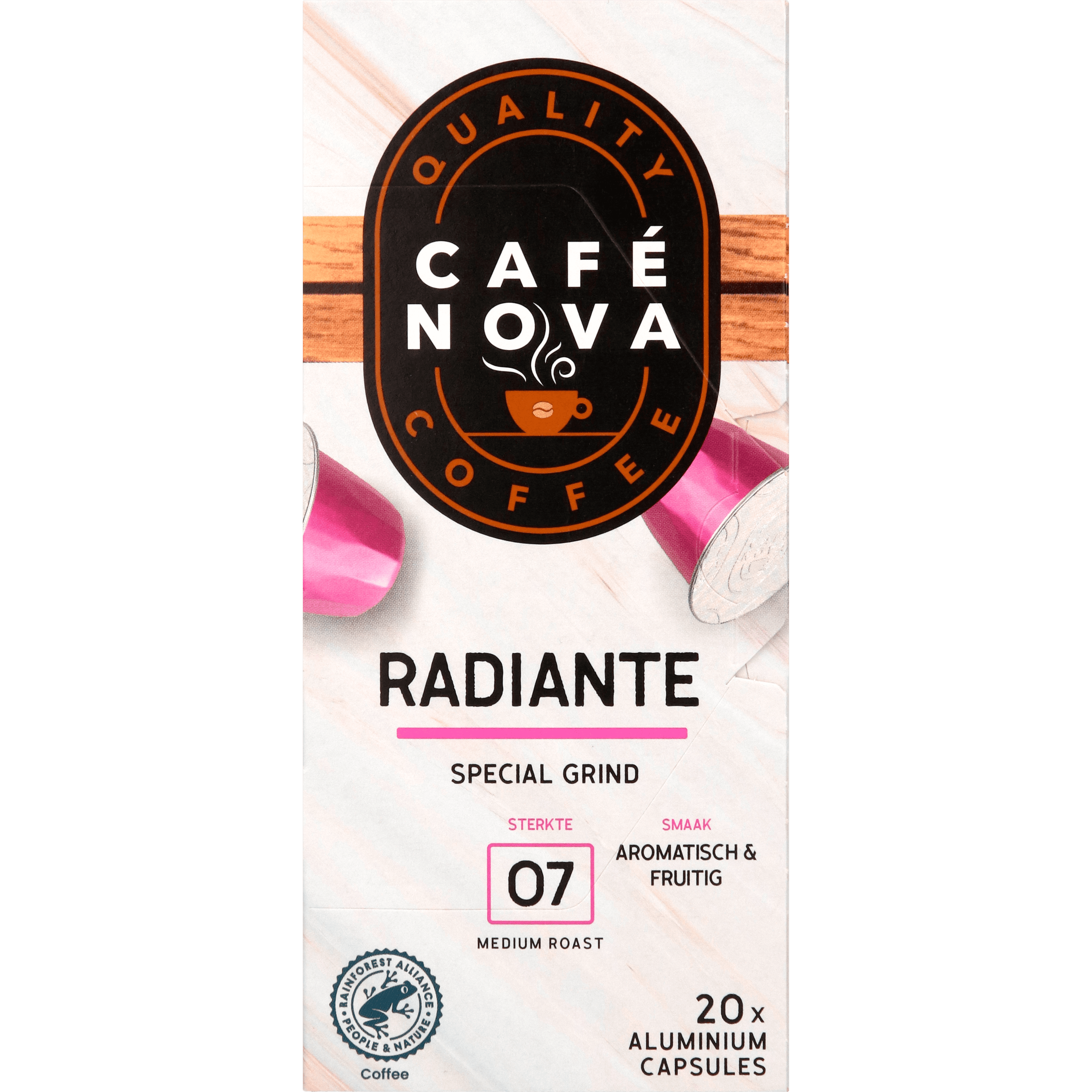 Café Nova Koffiecups espresso radiante sterkte 7