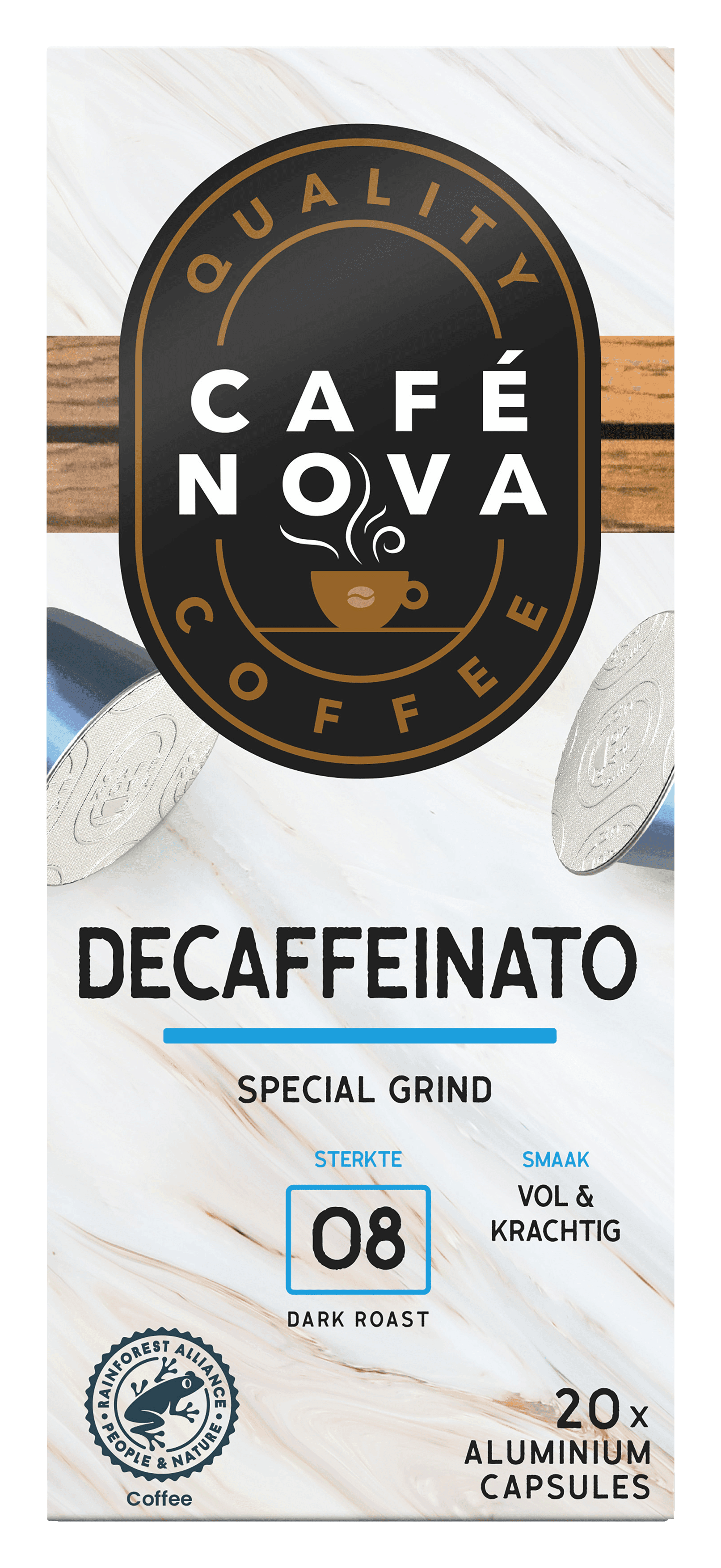 Café Nova Koffiecups decaffeinato sterkte 6