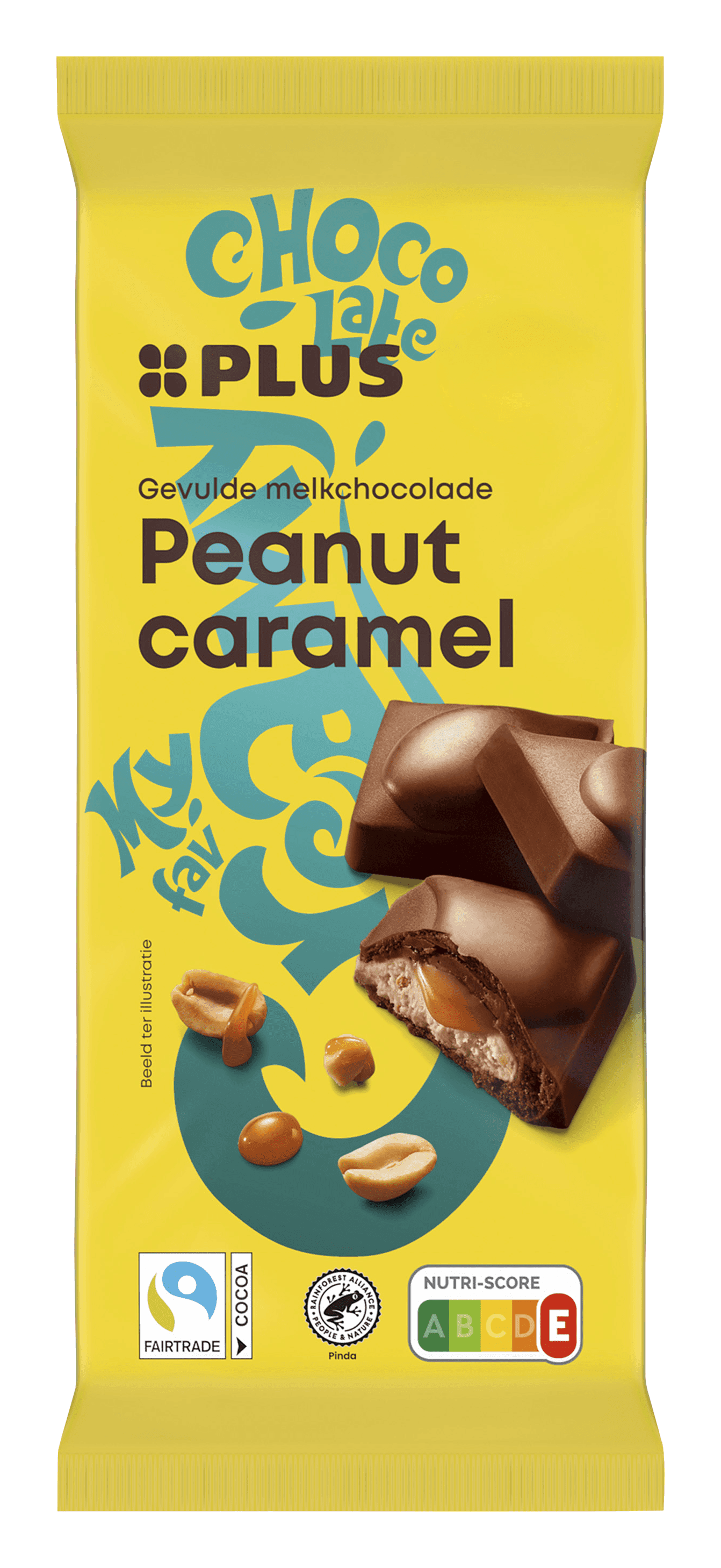 PLUS Gevulde chocoladereep pinda karamel