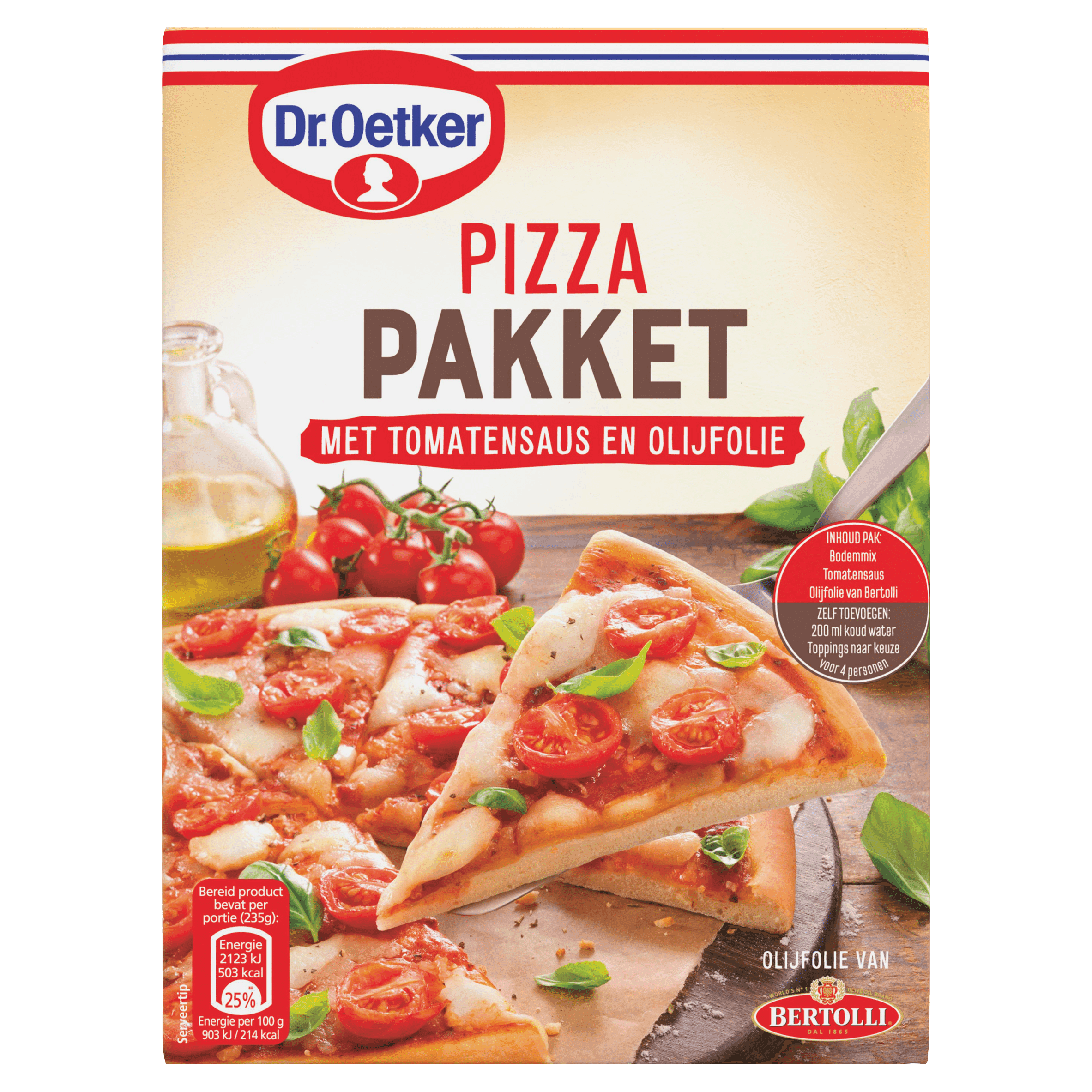 Dr. Oetker Pizza pakket tomatensaus en olijfolie