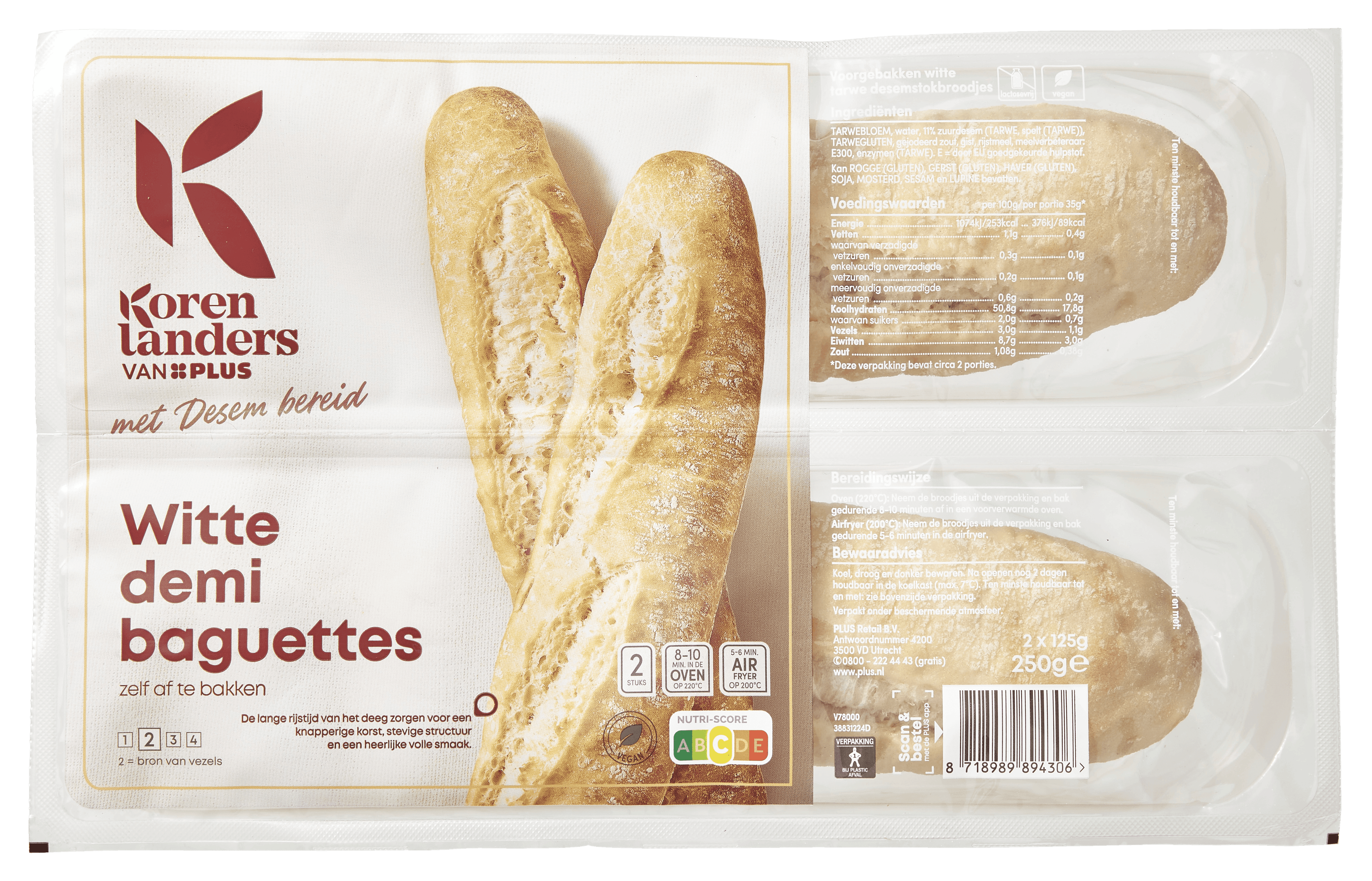 PLUS Korenlanders Desem demi baguette wit