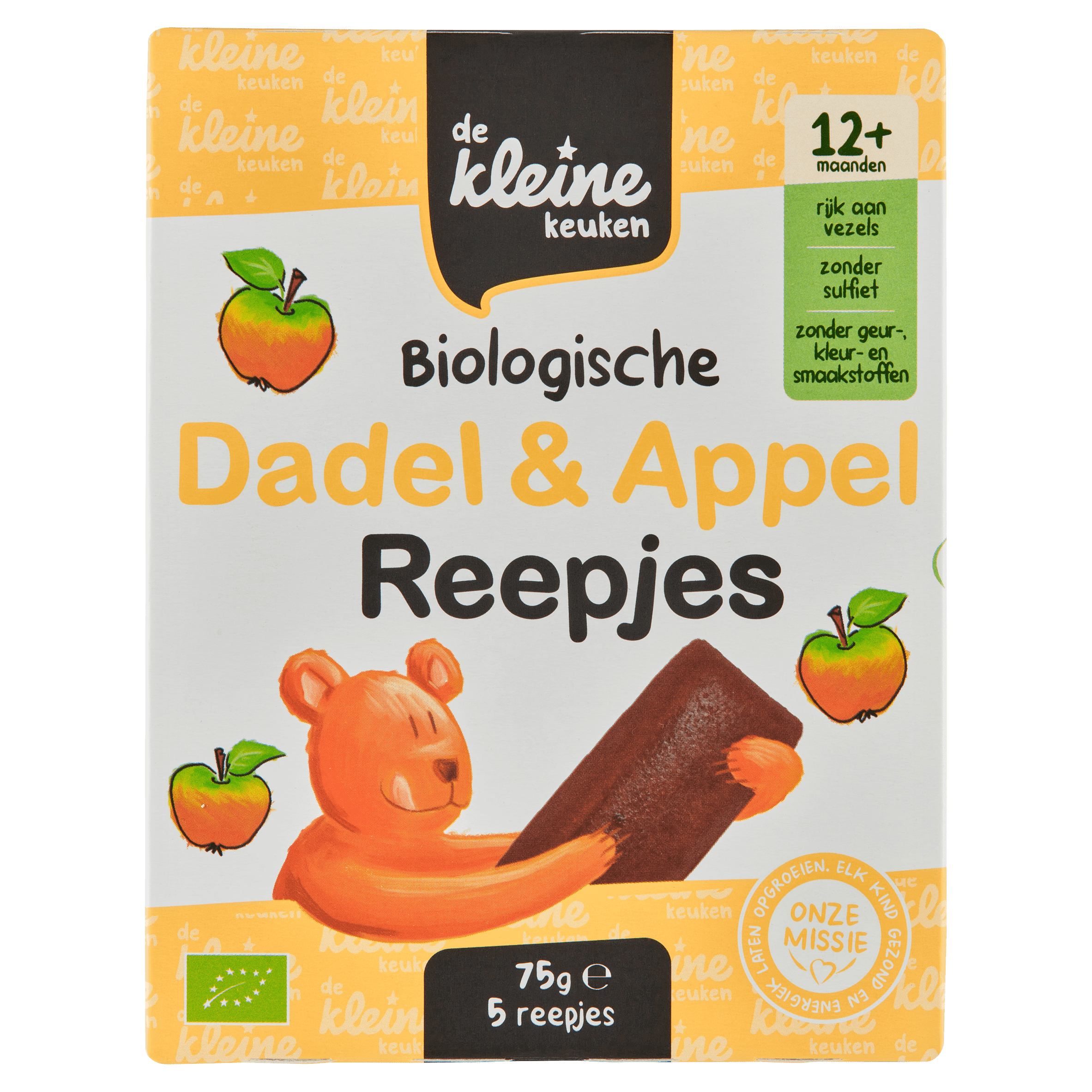 De Kleine Keuken Bio dadel & appel reepjes 12+