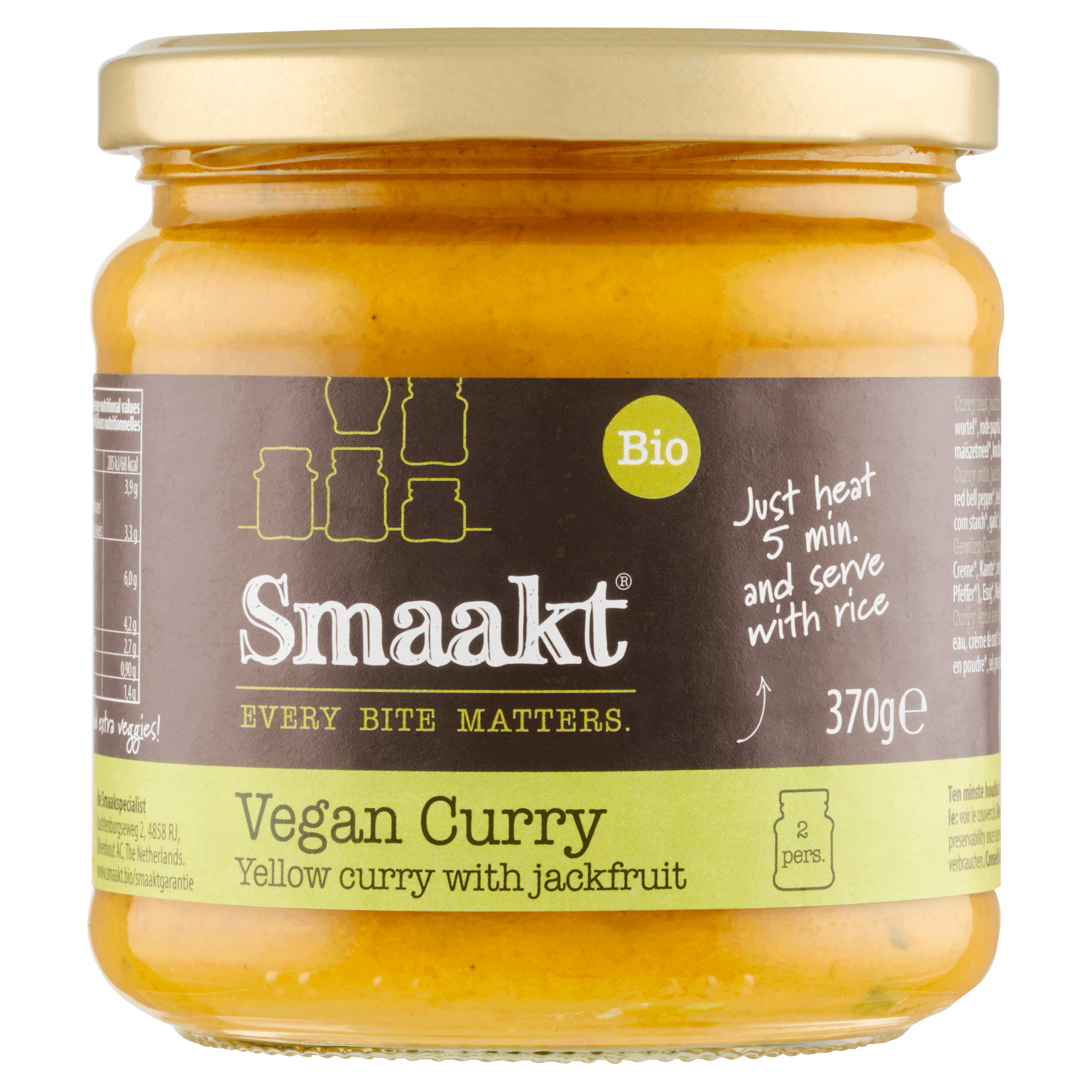 Smaakt Vegan gele curry met jackfruit bio