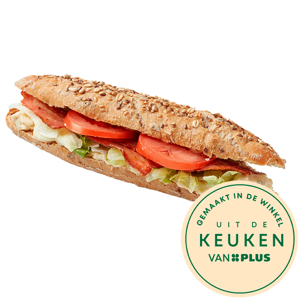 Uit de keuken van PLUS Meergranen baguette kaas bacon