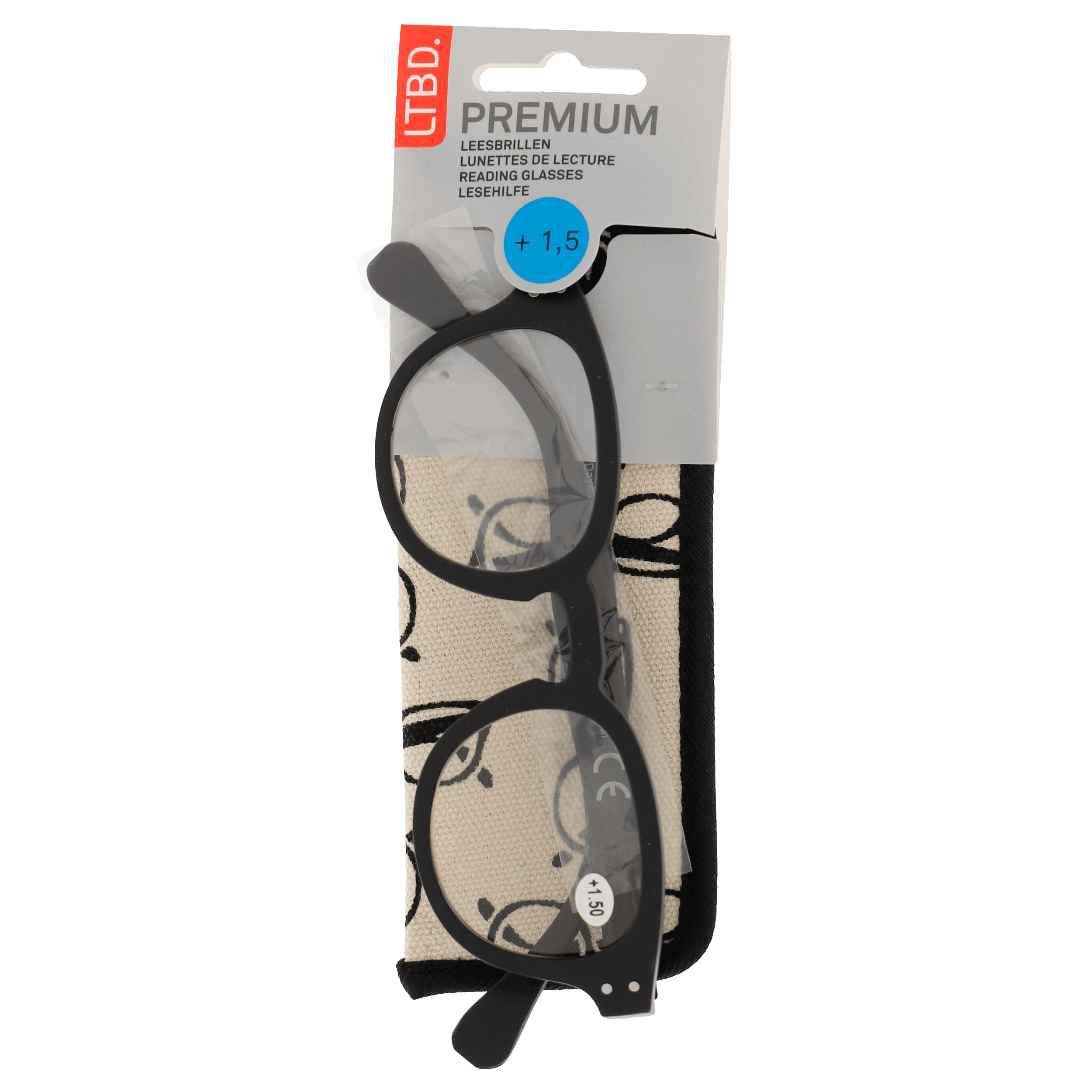 LTBD Premium leesbril zwart etui +1,5