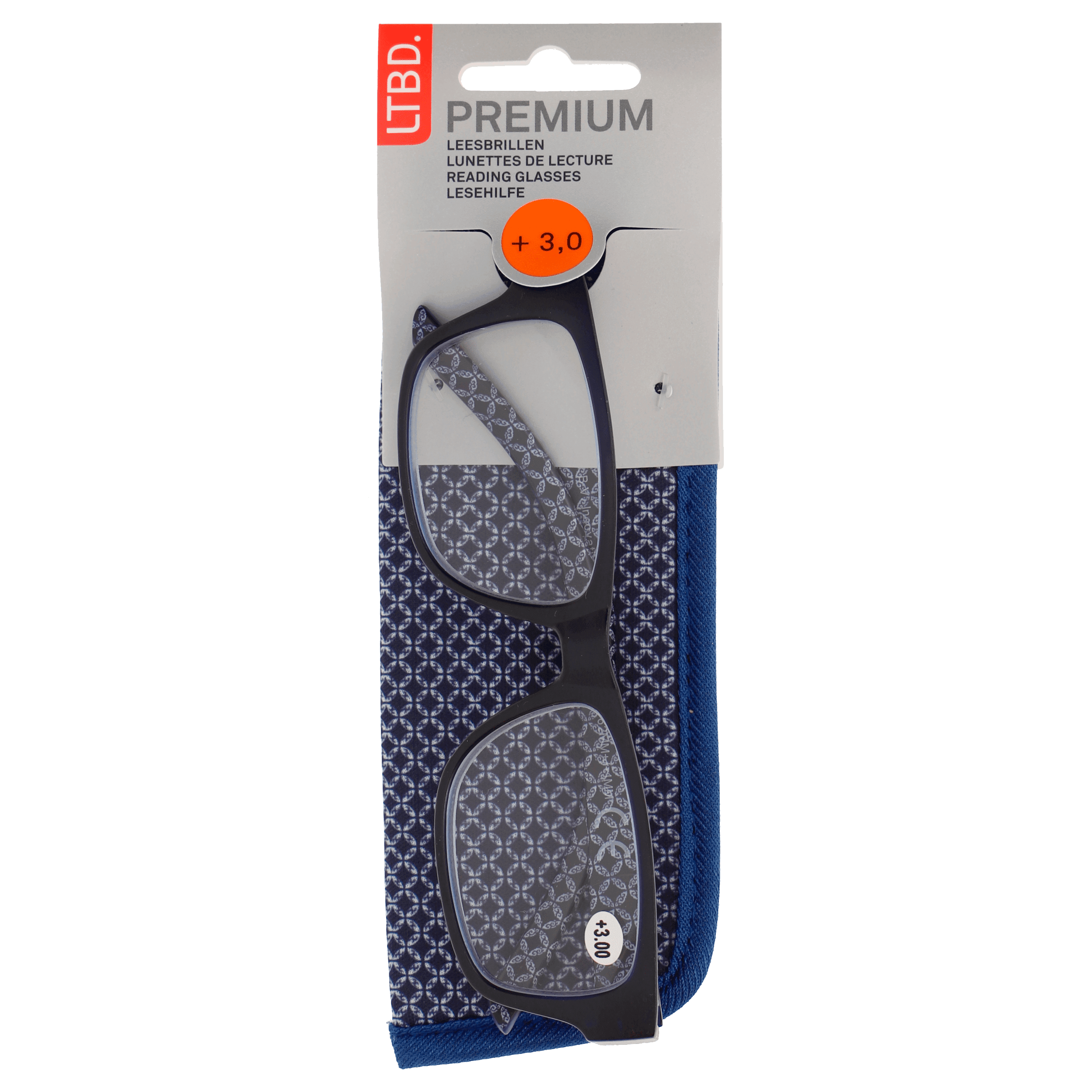LTBD Premium leesbril blauw etui +3
