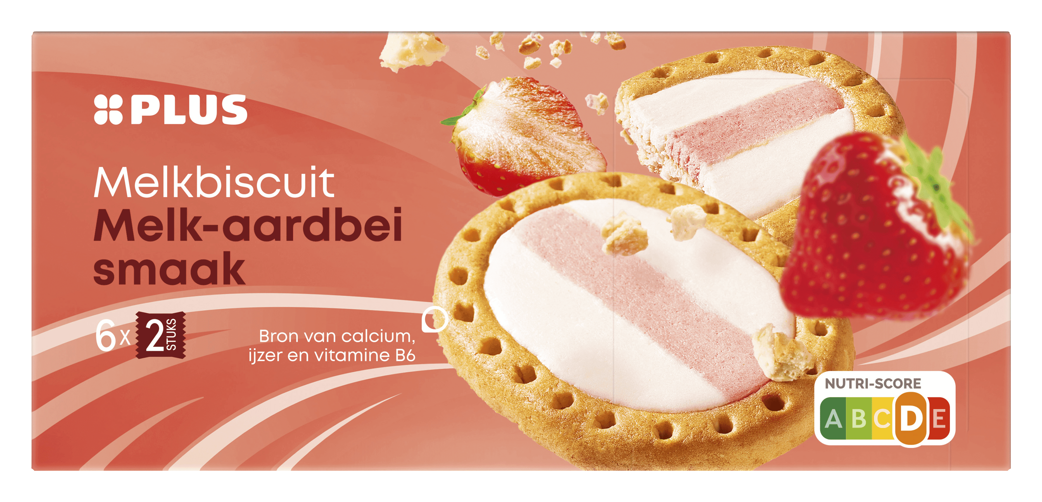 PLUS Melkbiscuit melk/aardbei