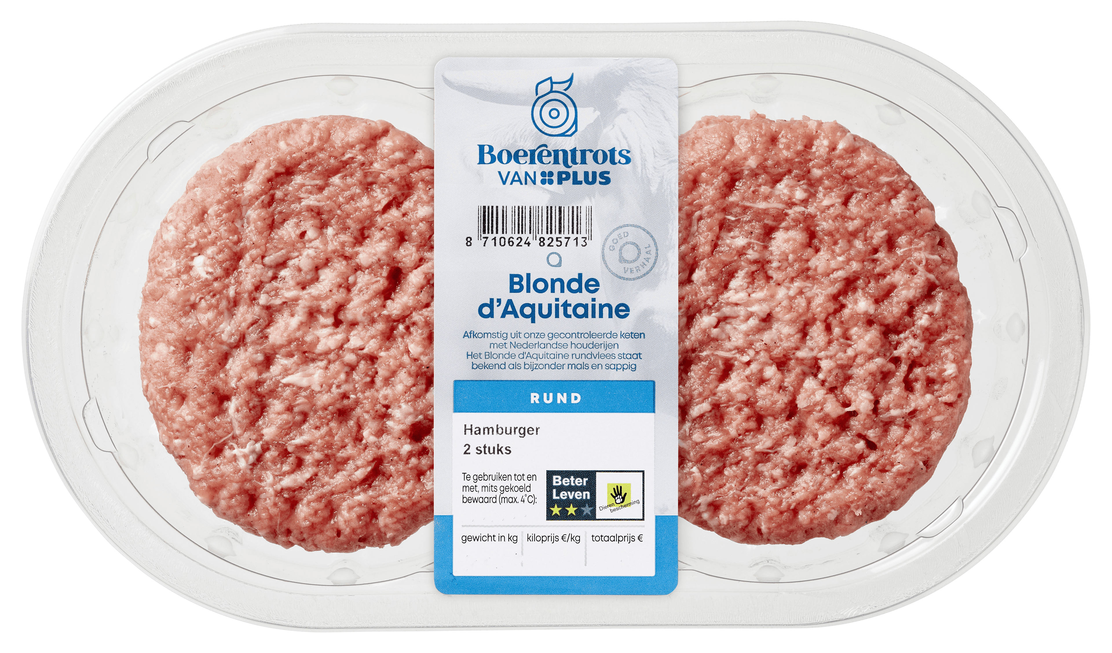 PLUS Boerentrots Blonde d'Aquitaine Hamburger 2 stuks