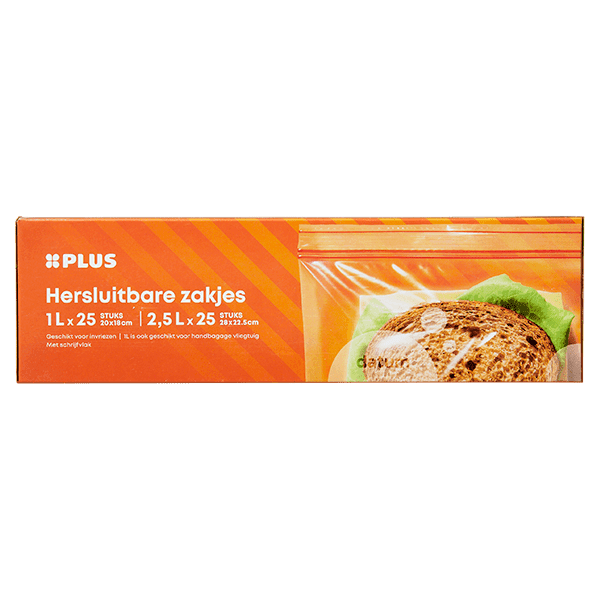 PLUS Hersluitbare zakjes 1L / 2,5L