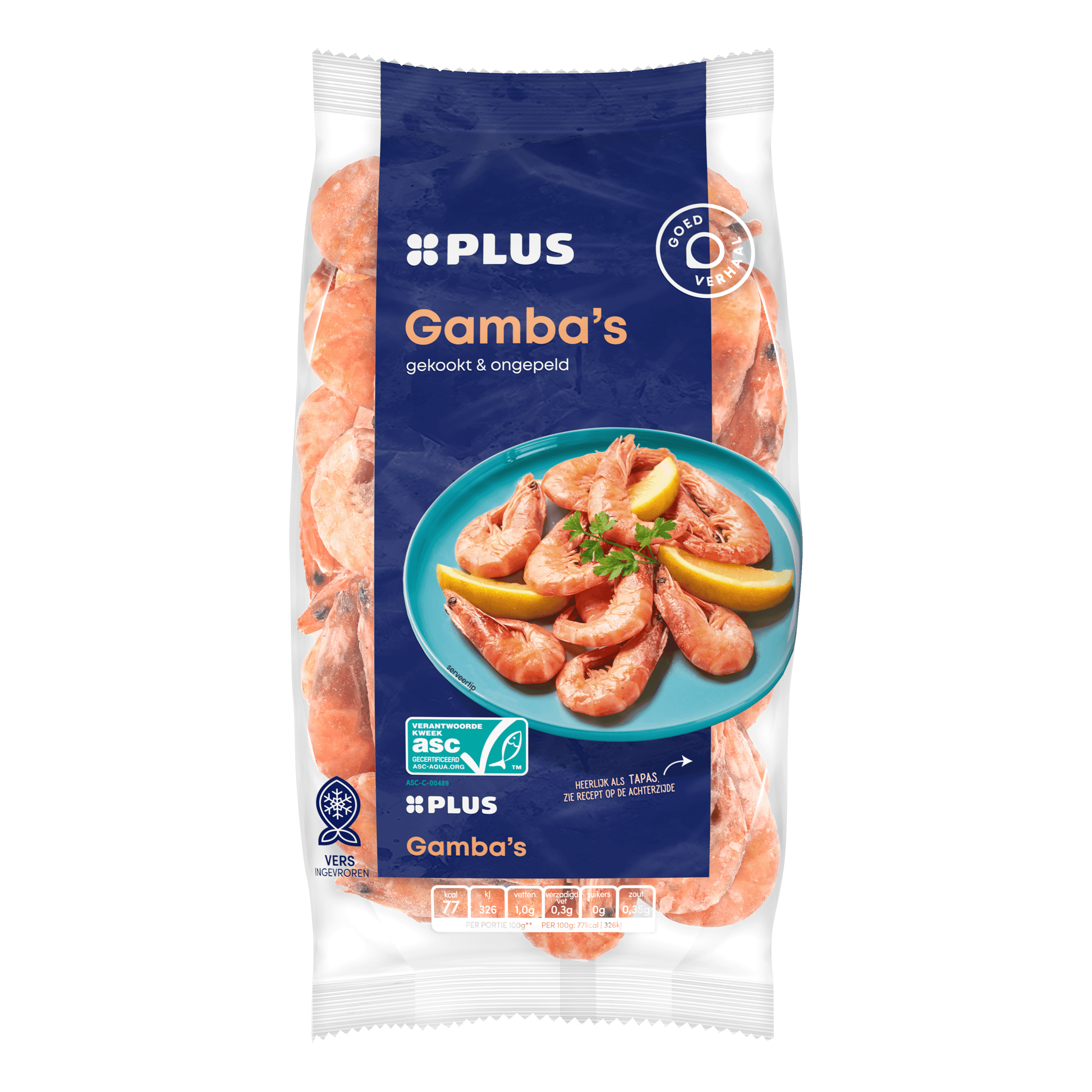 PLUS Gamba's gekookt en ongepeld