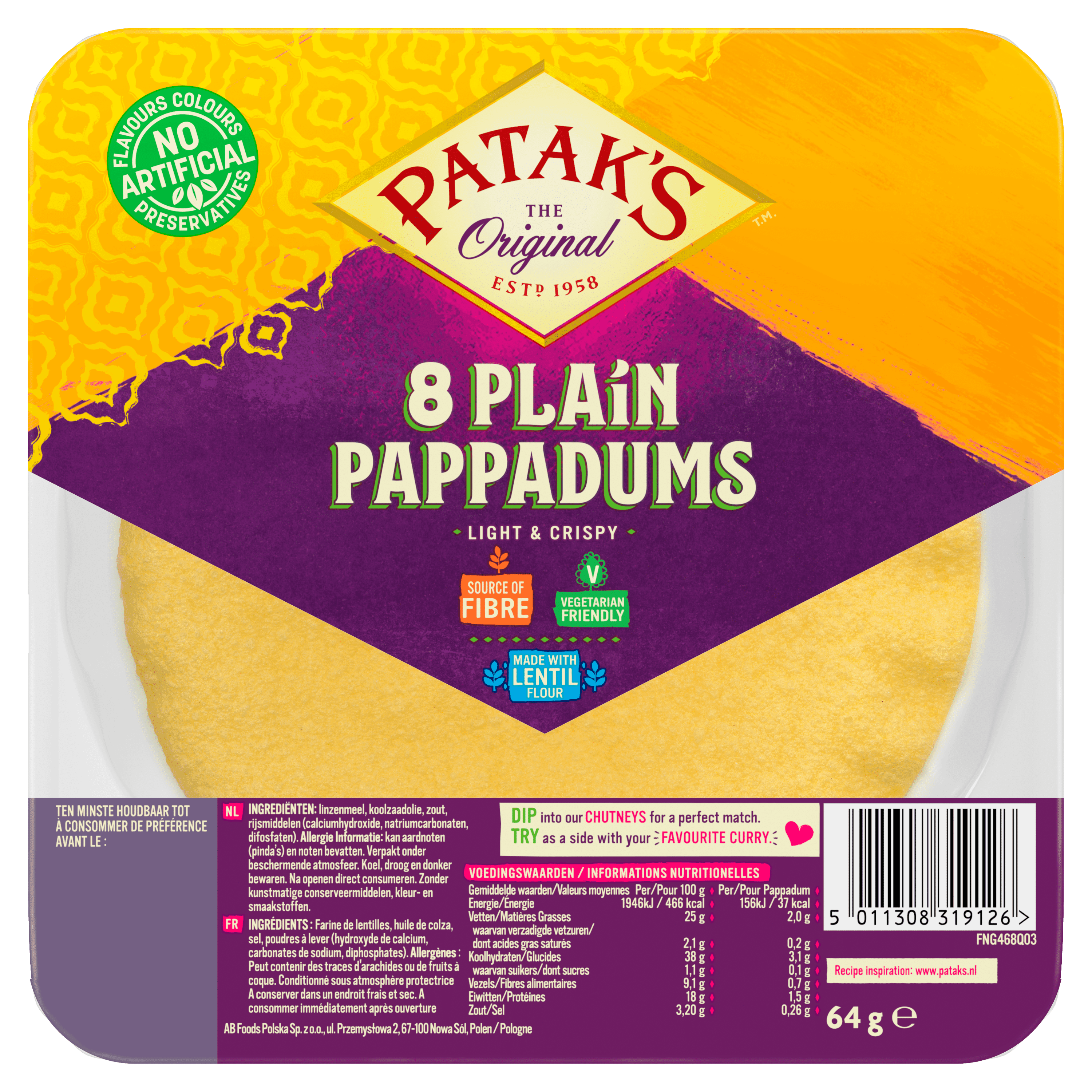 Patak's Pappadums ready to eat