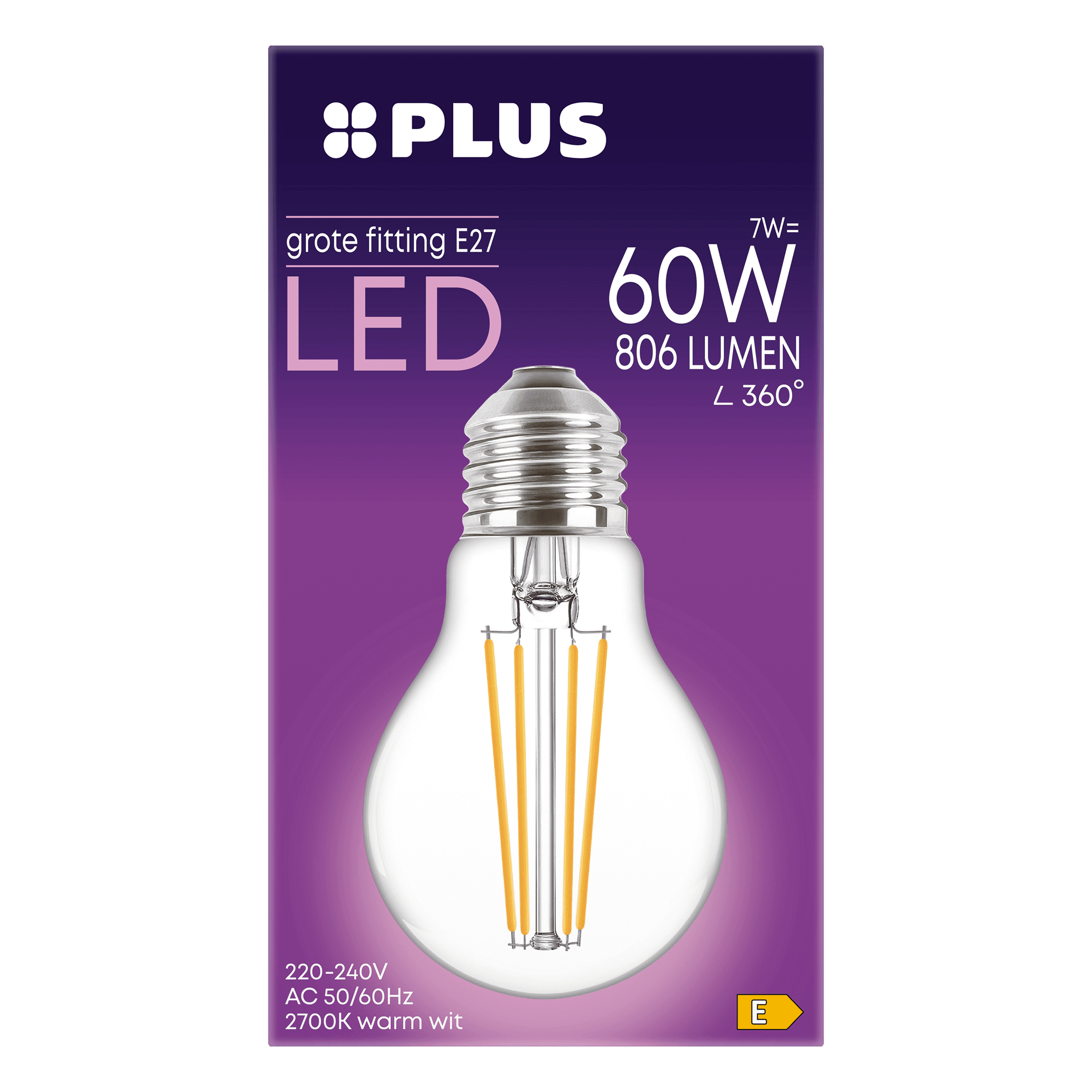 PLUS Lamp LED 60W grote fitting helder