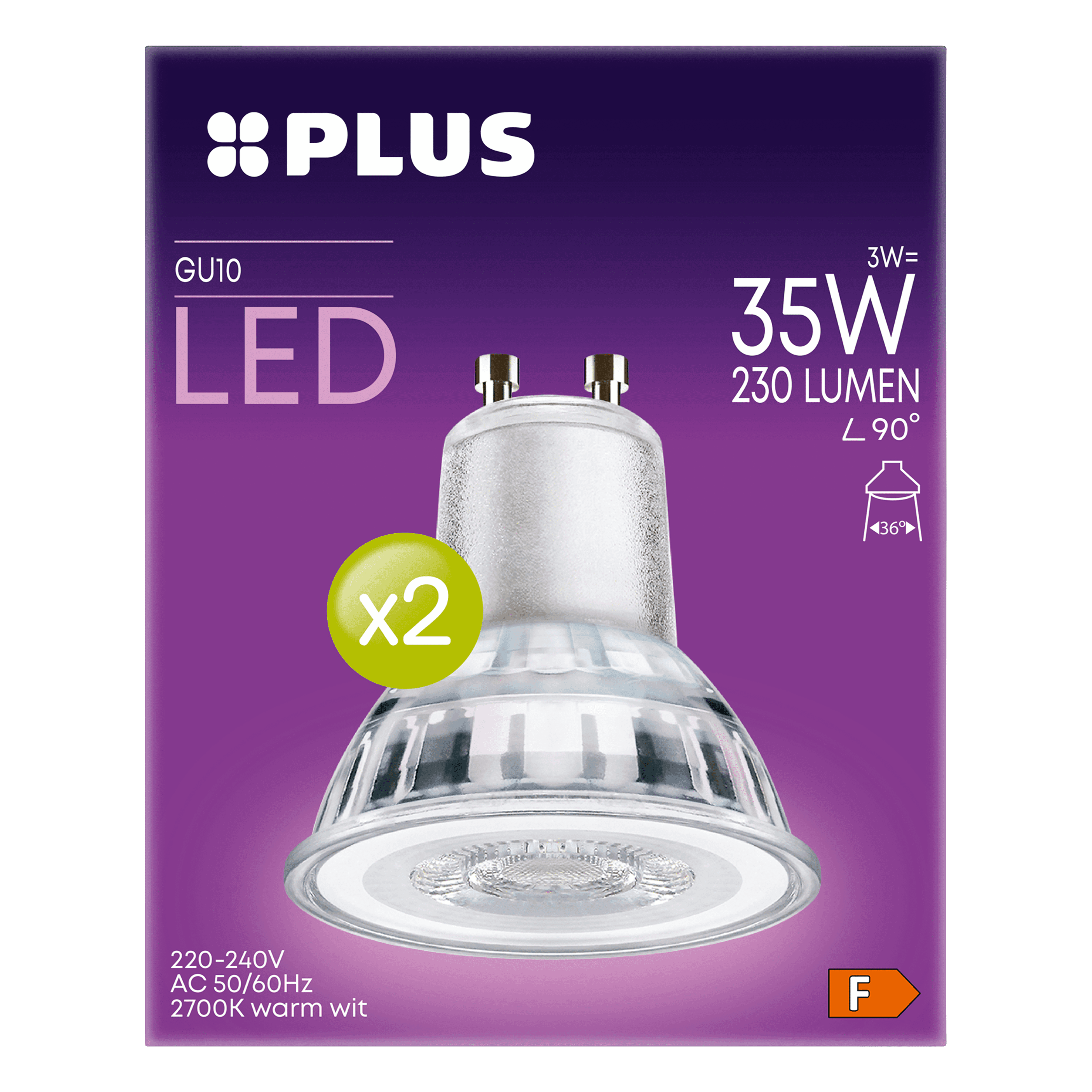 PLUS Lamp LED 35W Spot GU10 2PK
