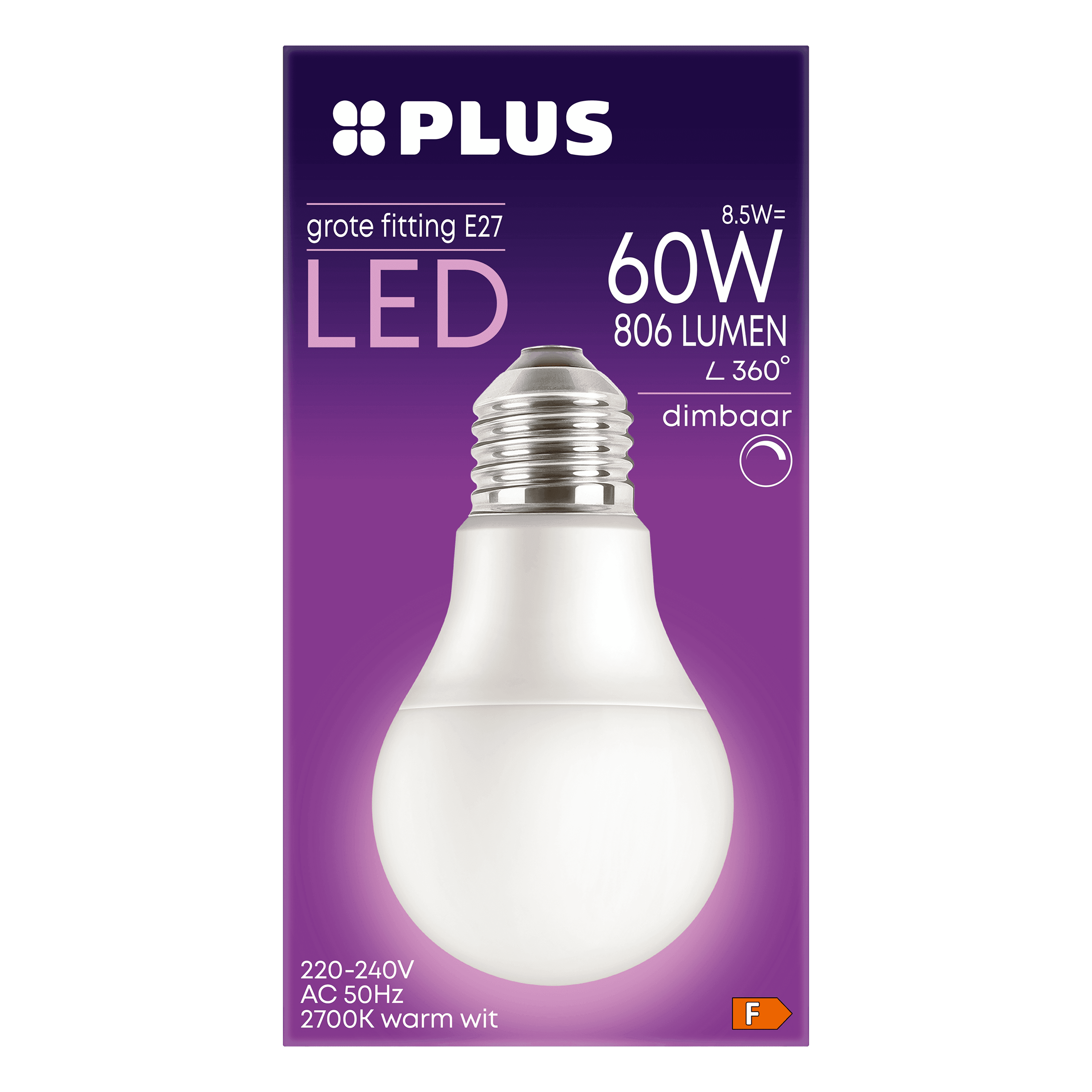 PLUS Lamp LED 60W grote fitting mat dimbaar