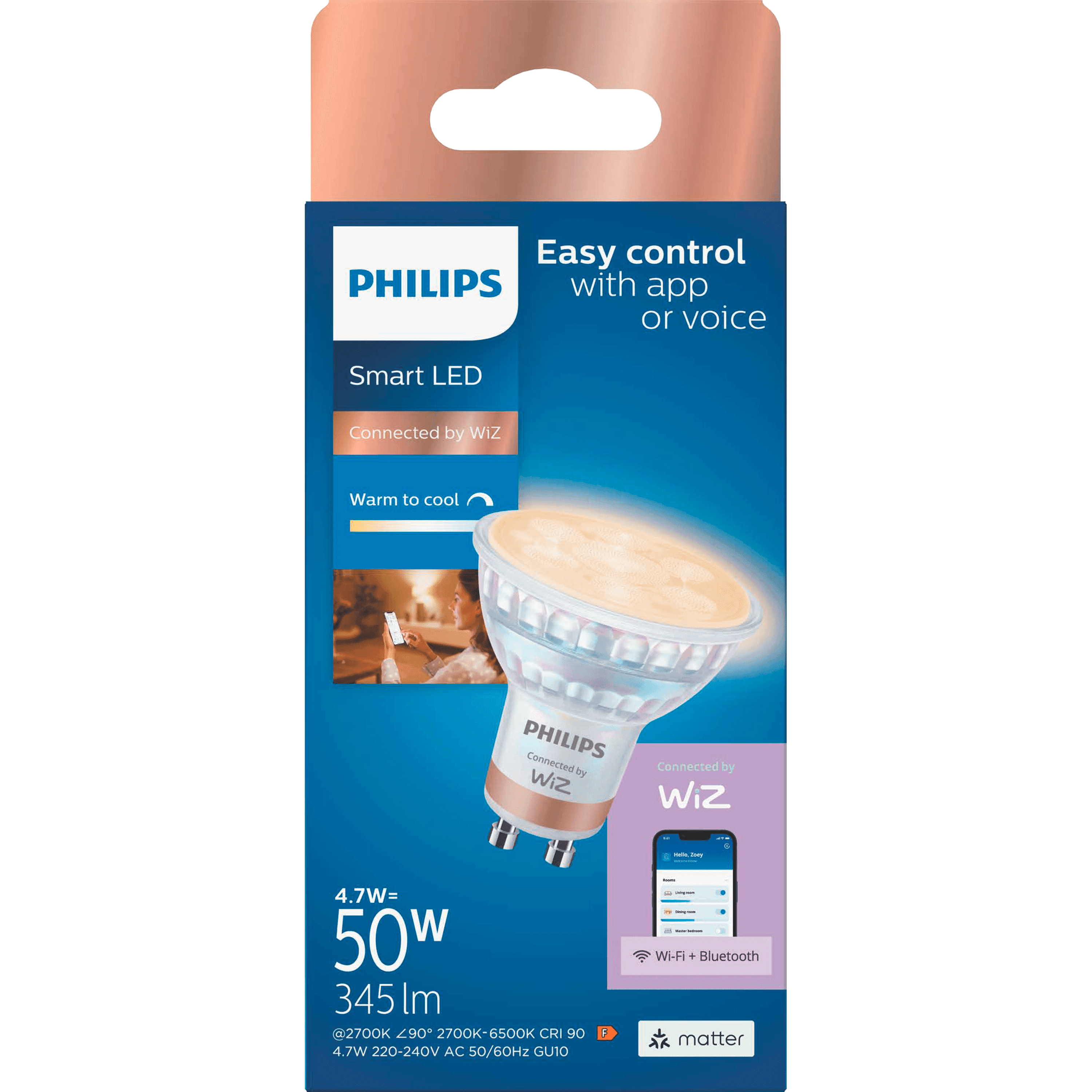 Philips Smart LED 50W GU10 wit- tot blauwtint