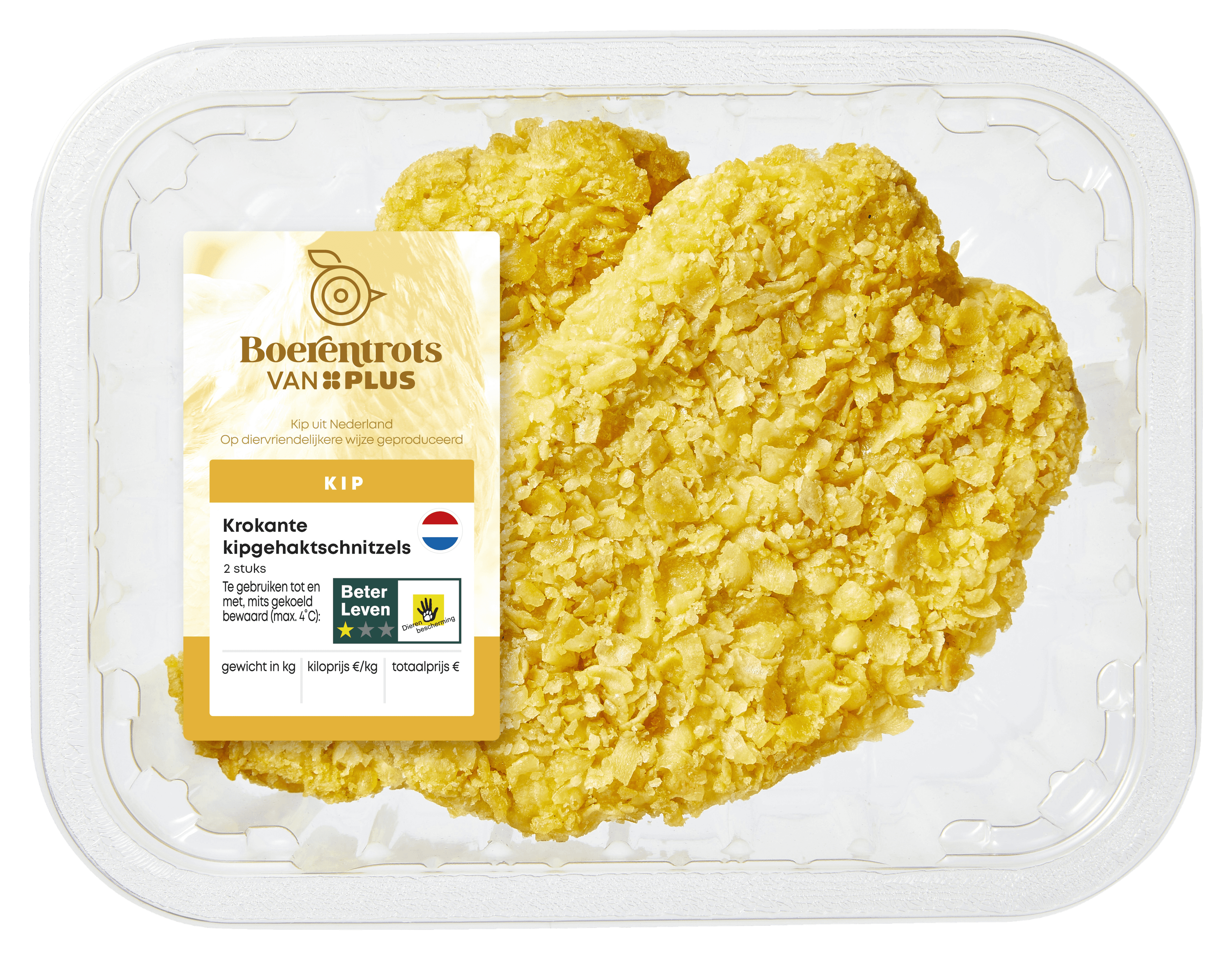PLUS Boerentrots Krokante kipgehaktschnitzels 2st.