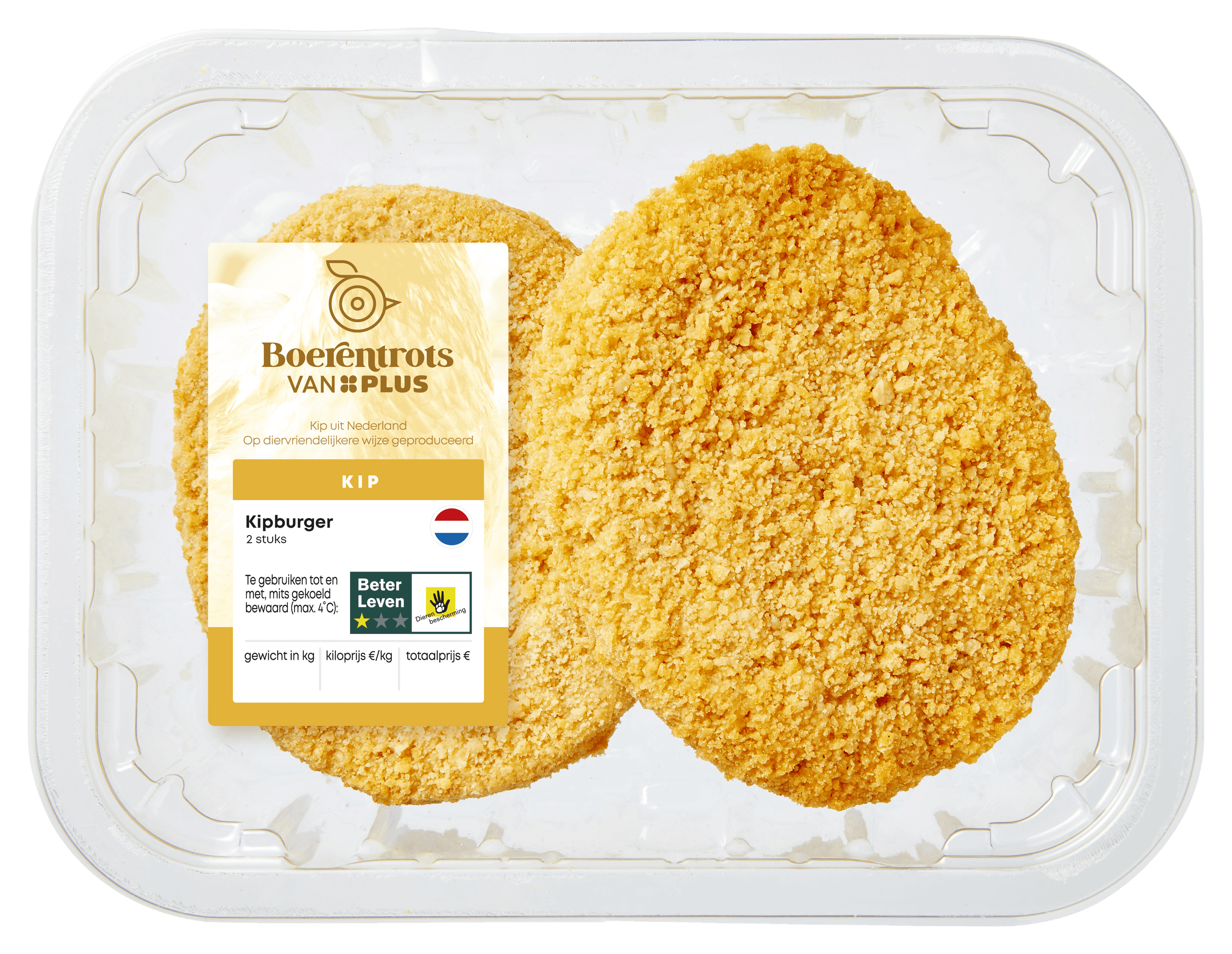 PLUS Boerentrots Kipburger gepaneerd 2st
