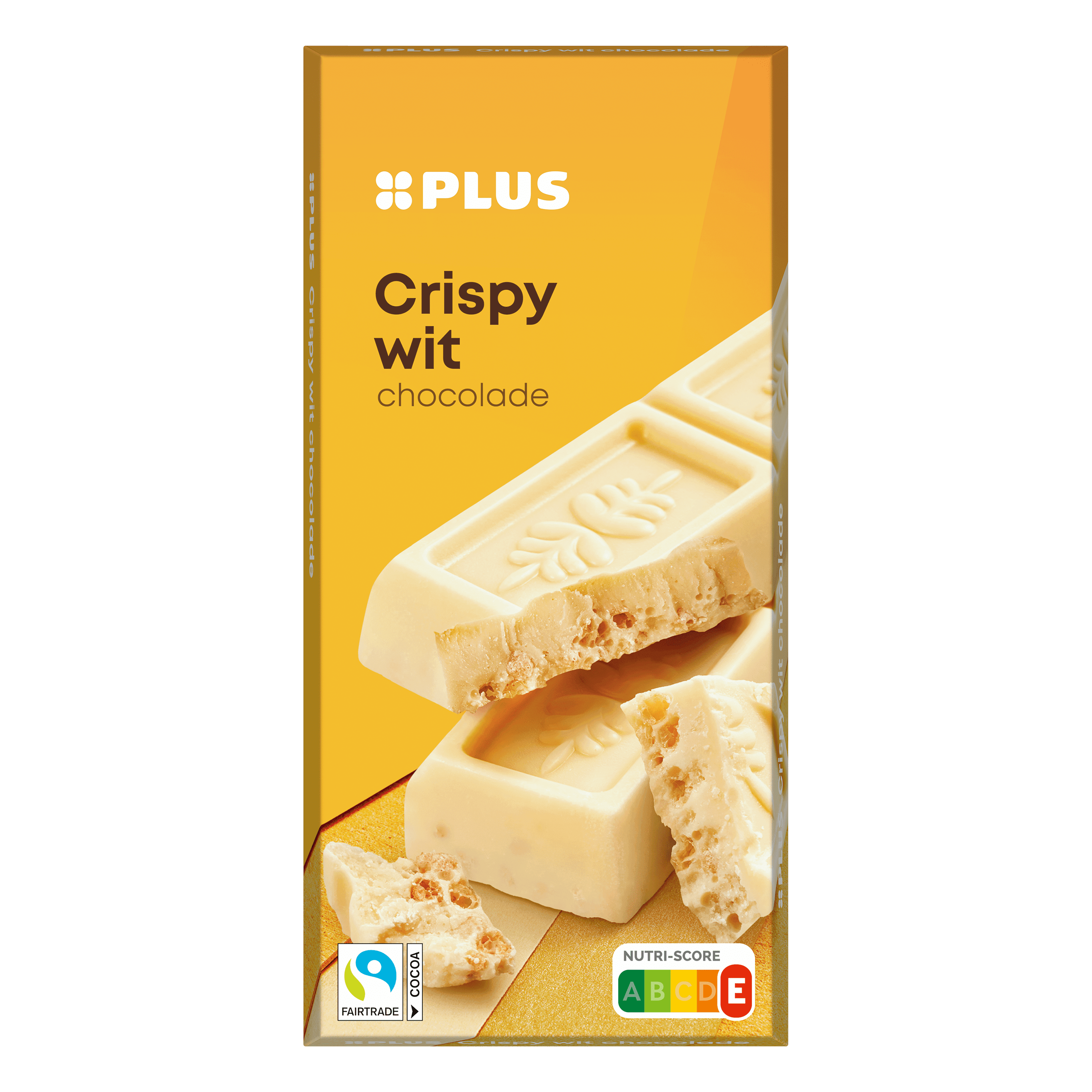 PLUS Chocoladereep wit ricecrisp Fairtrade